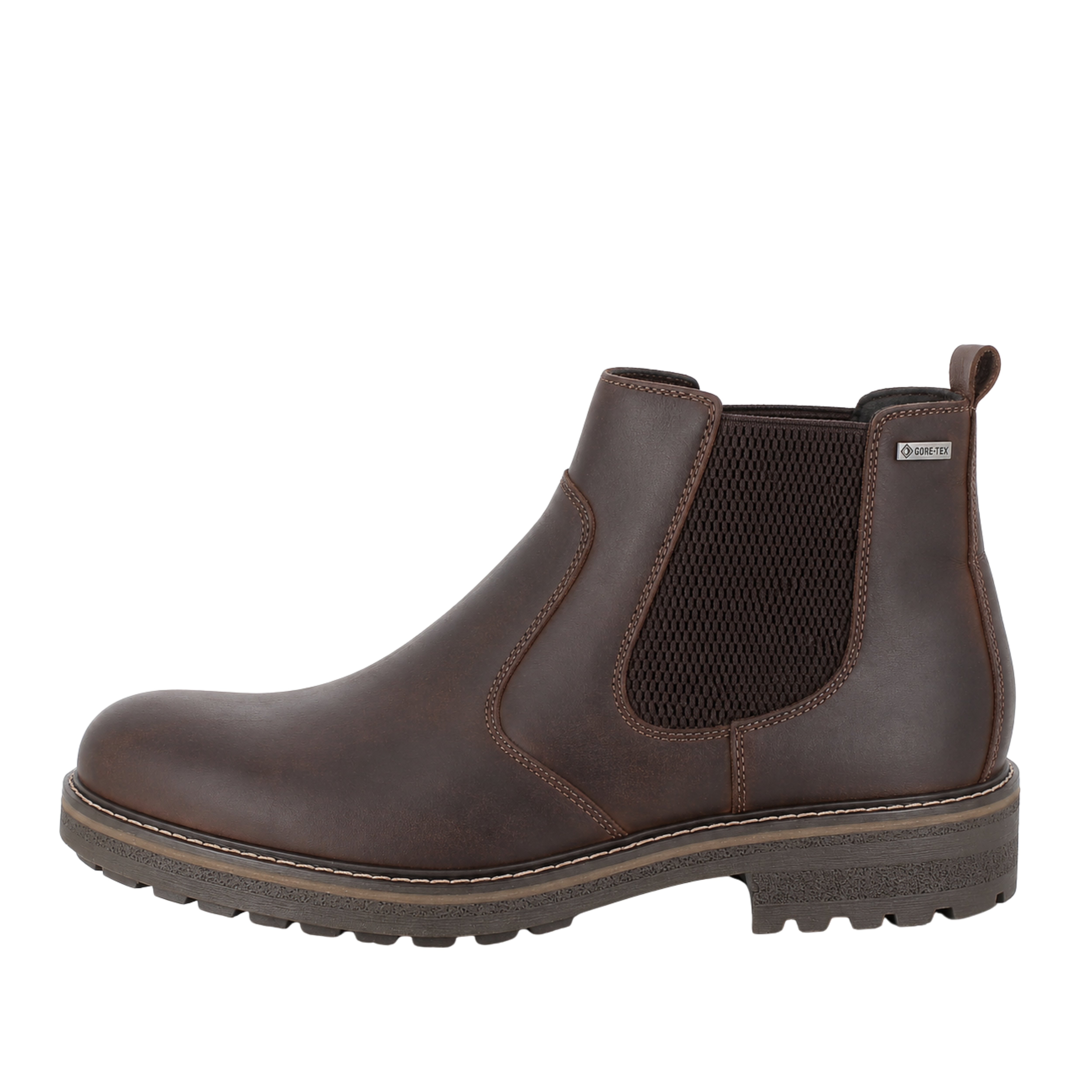 STIVALETTI TACCO BASSO IN NABUK GORETEX CON INSERTI ELASTICI UOMO MARRONE