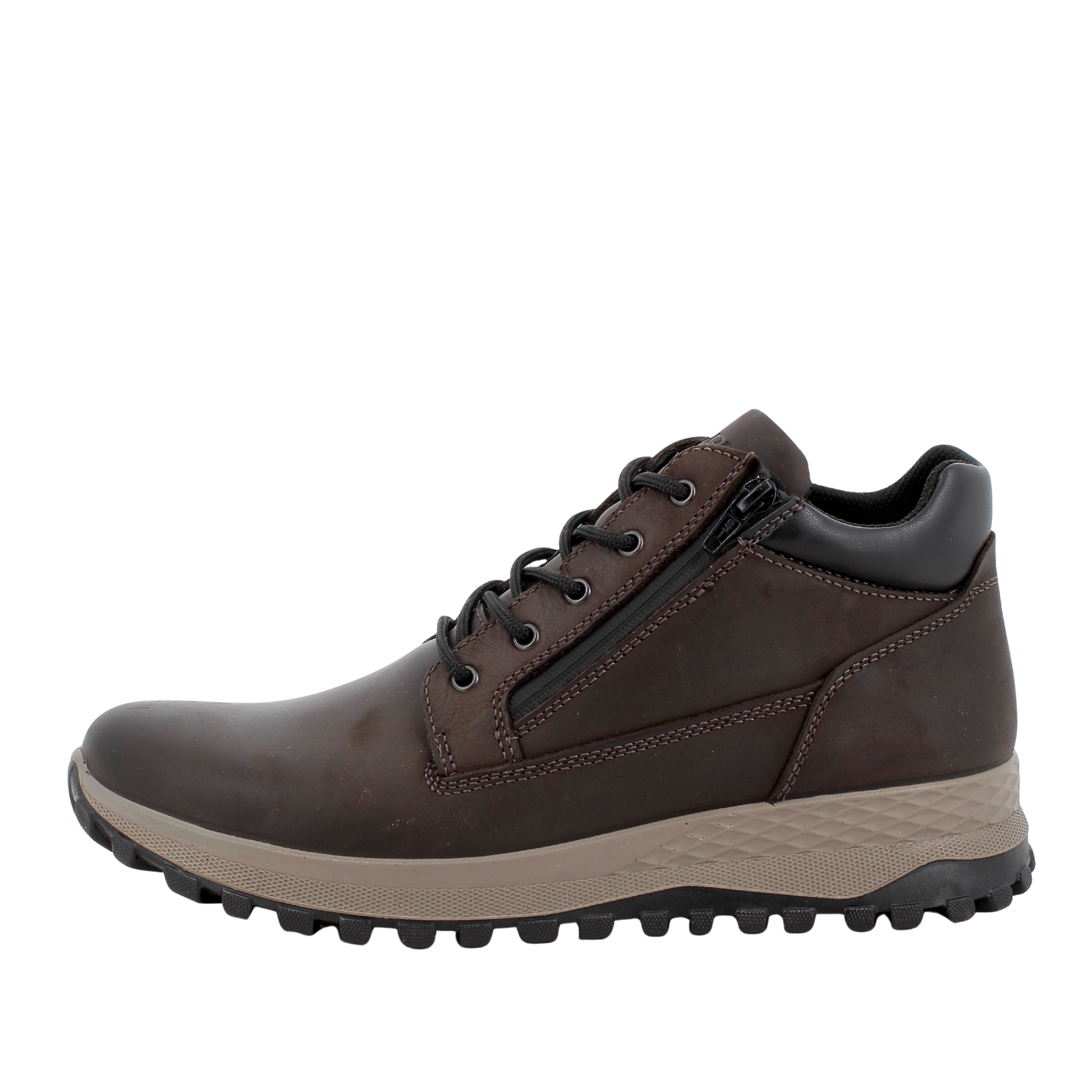 SNEAKERS ALTE IN NABUK CON LACCI E ZIP UOMO MARRONE