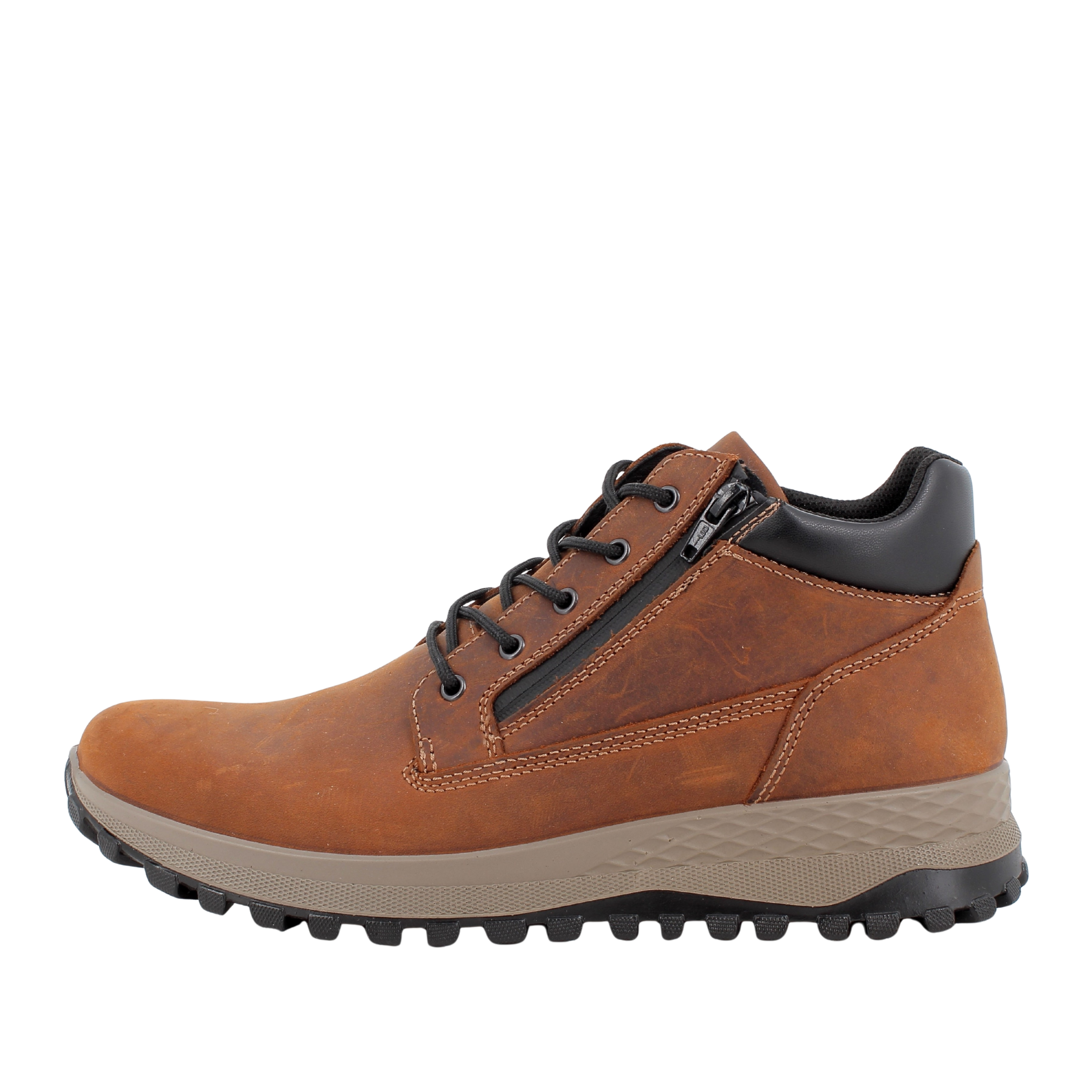 SNEAKERS ALTE IN NABUK CON ZIP E LACCI UOMO MARRONE