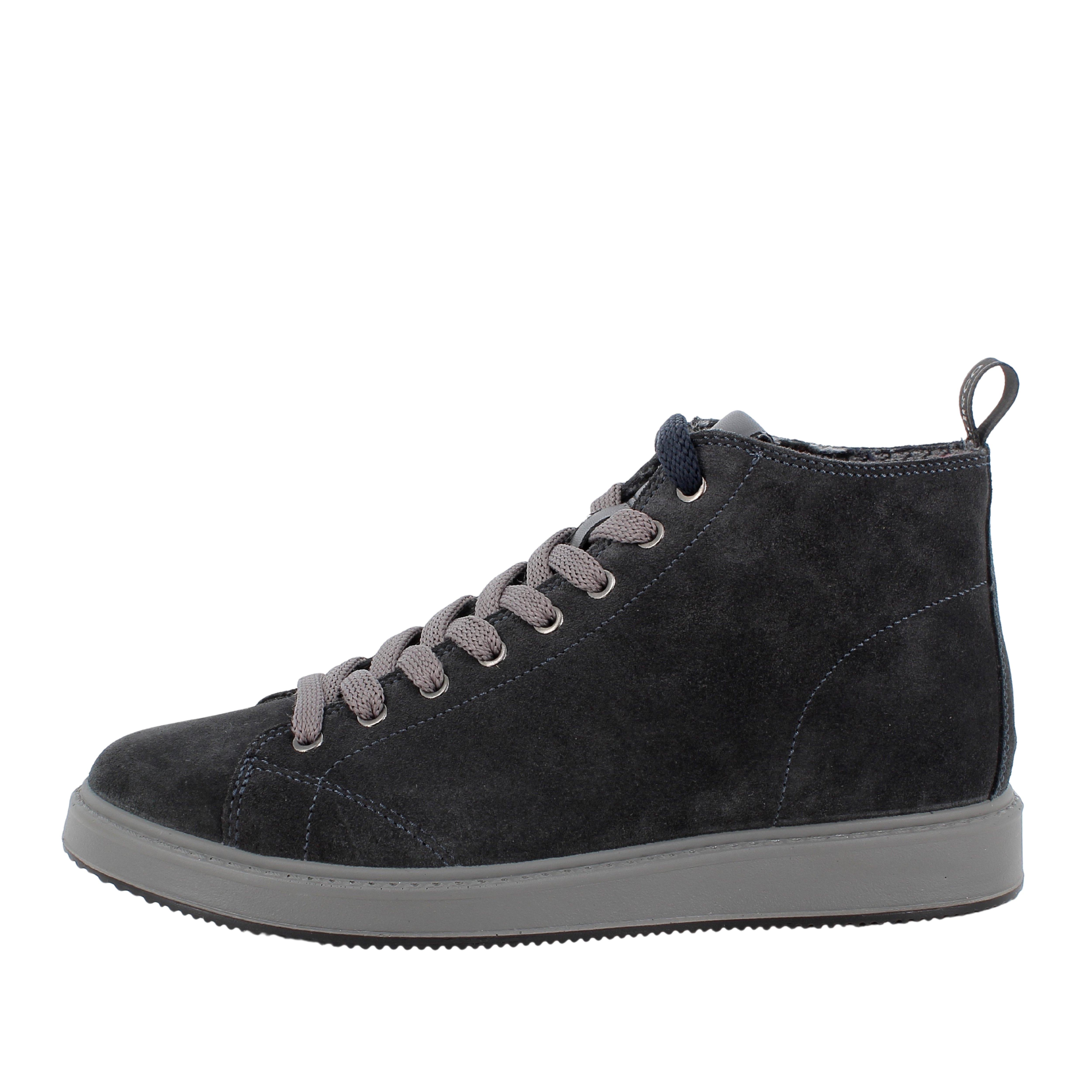 SNEAKERS ALTE IN PELLE SCAMOSCIATA CON LACCI UOMO BLU