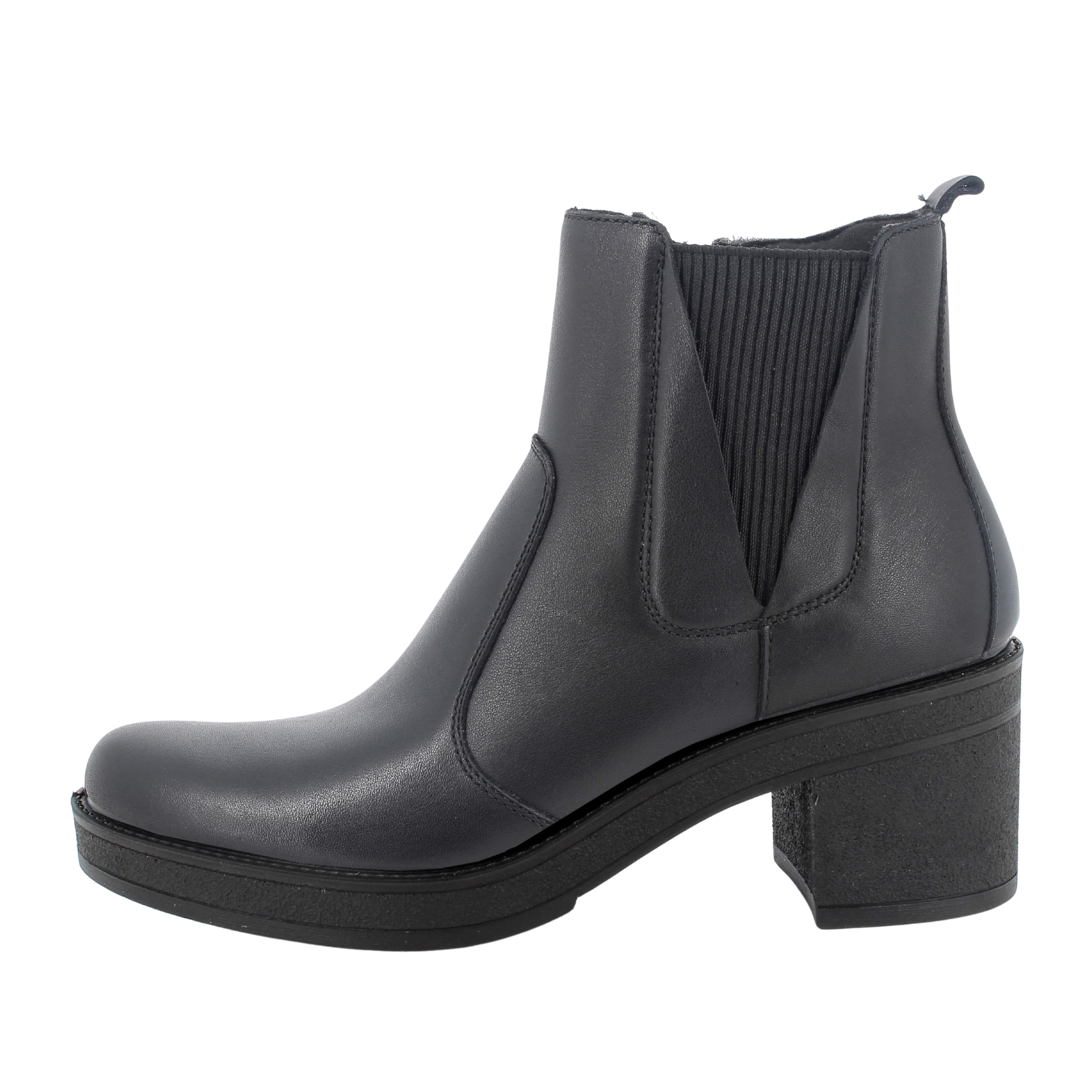 STIVALETTI CHELSEA IN PELLE CON TACCO DONNA NERO