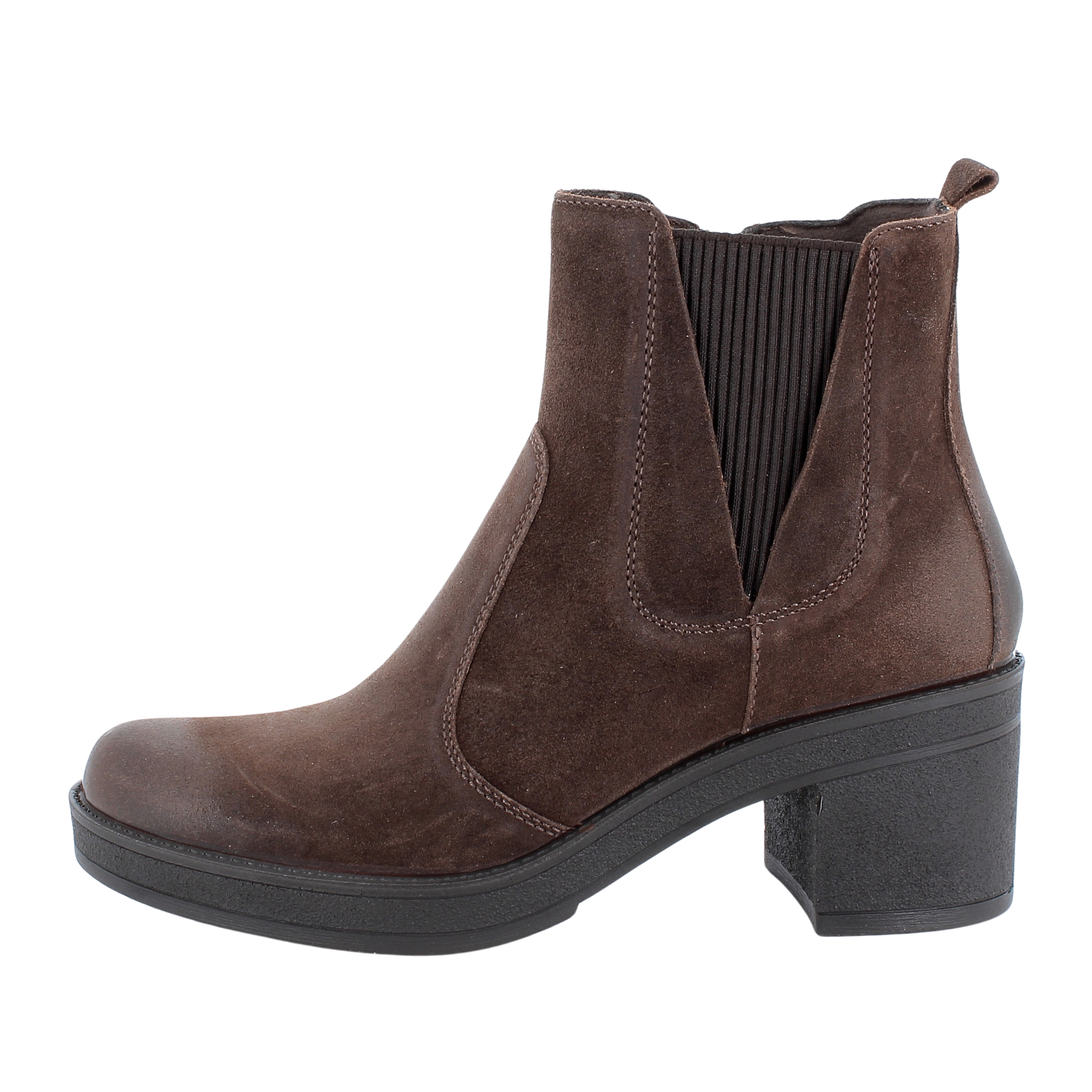 STIVALETTI CHELSEA IN CAMOSCIO CON TACCO ALTO DONNA MARRONE