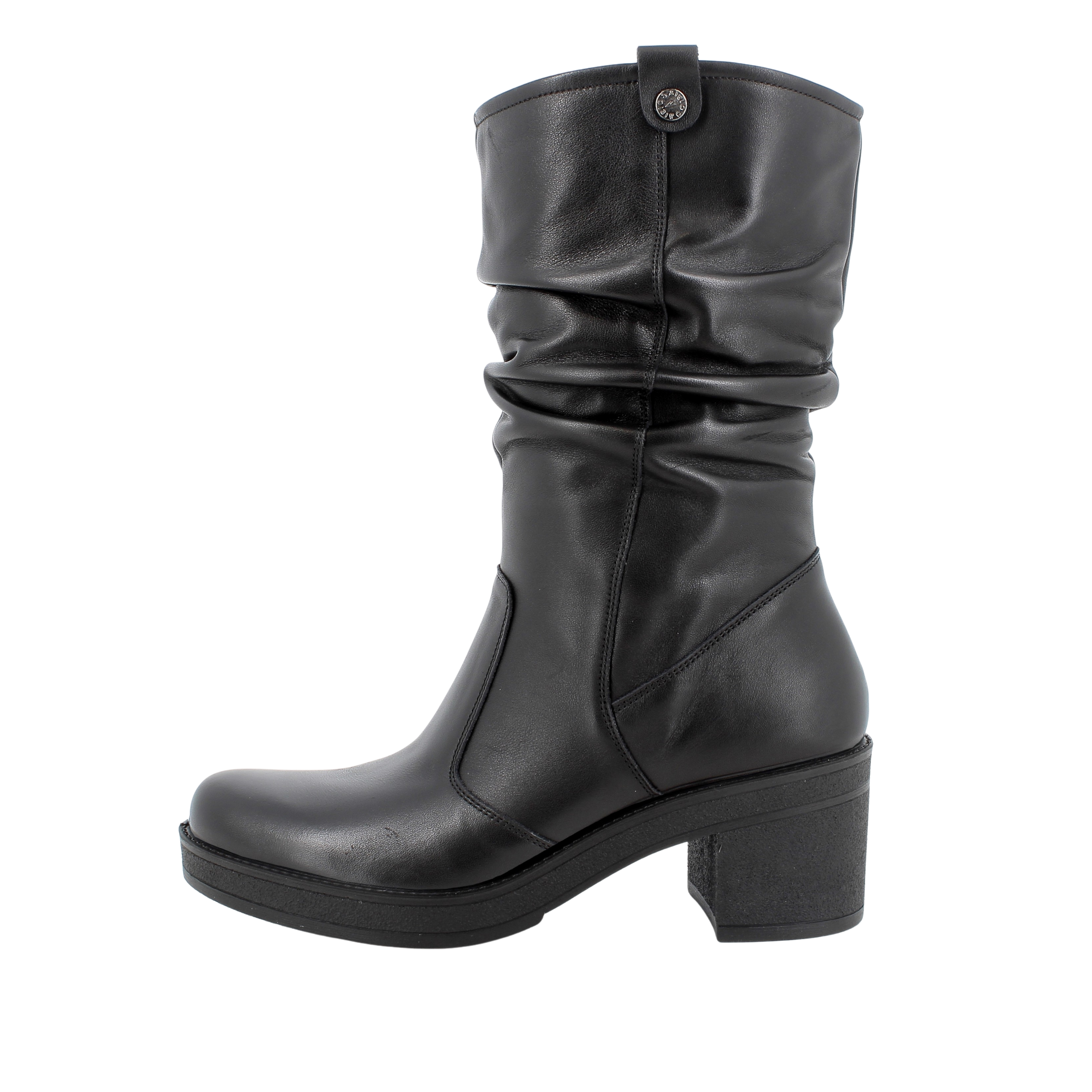 STIVALI IN PELLE CON GAMBALE ARRICCIATO DONNA NERO
