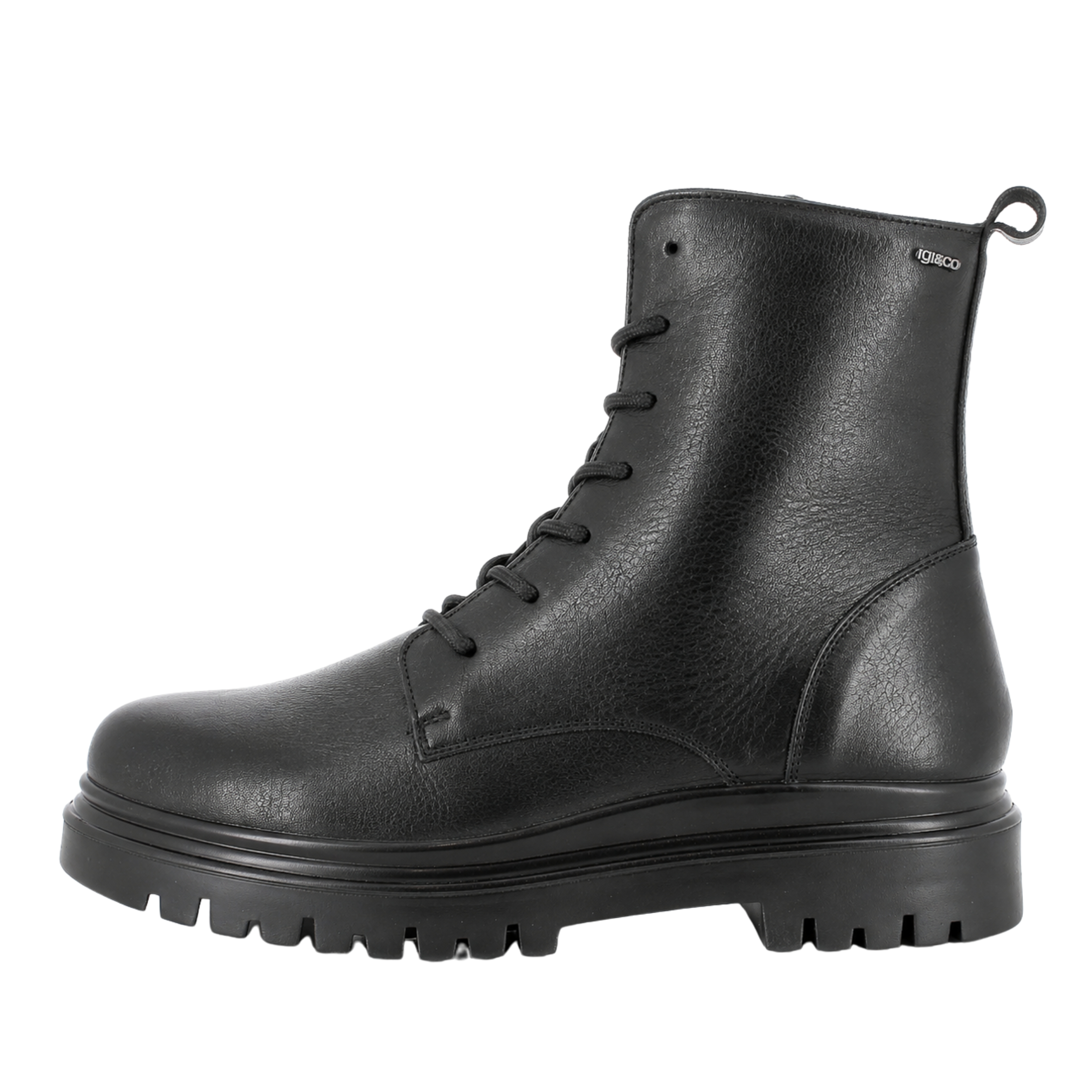 ANFIBI IN PELLE CON LACCI DONNA NERO