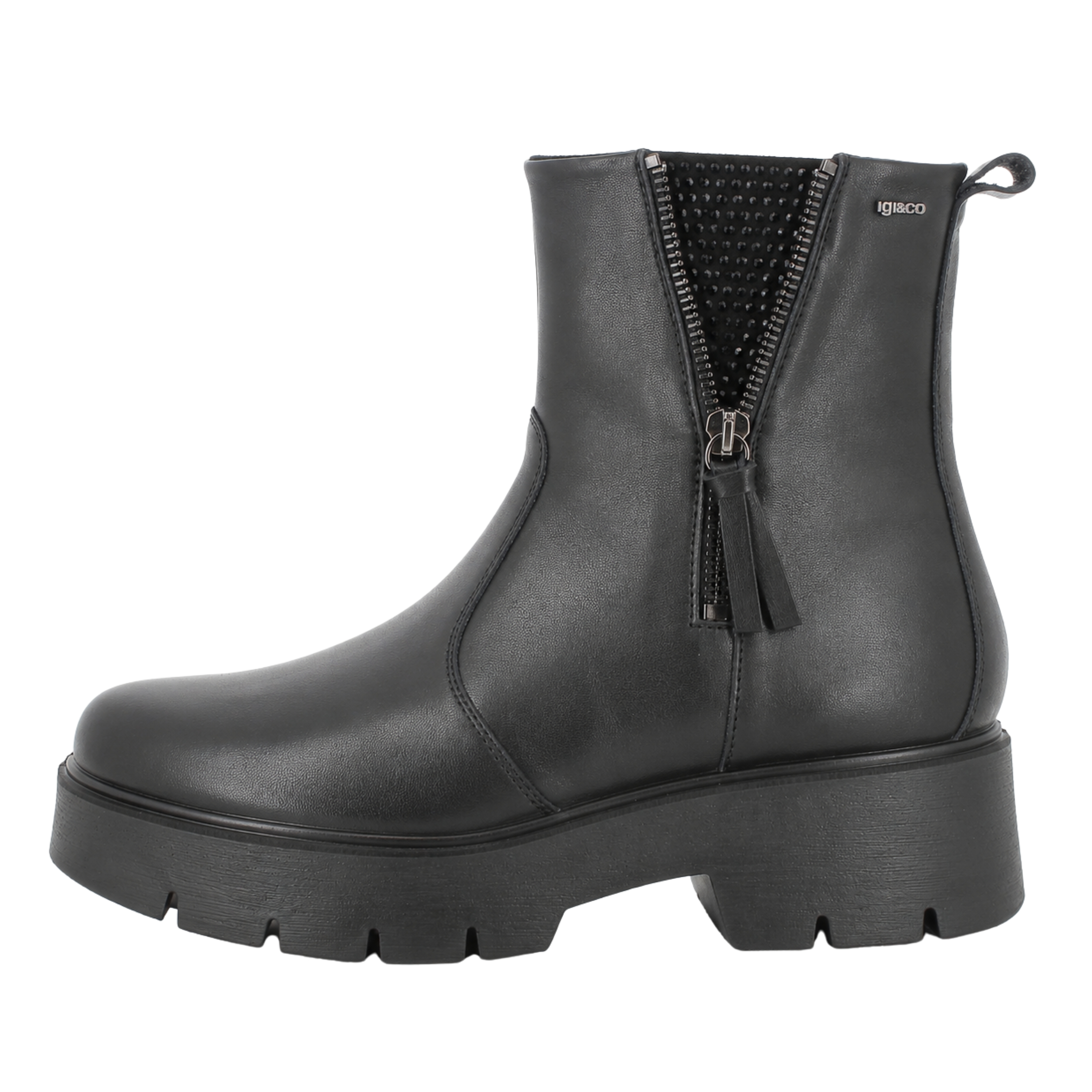 STIVALETTI TACCO ALTO IN PELLE ECON ZIP LATERALE DONNA NERO