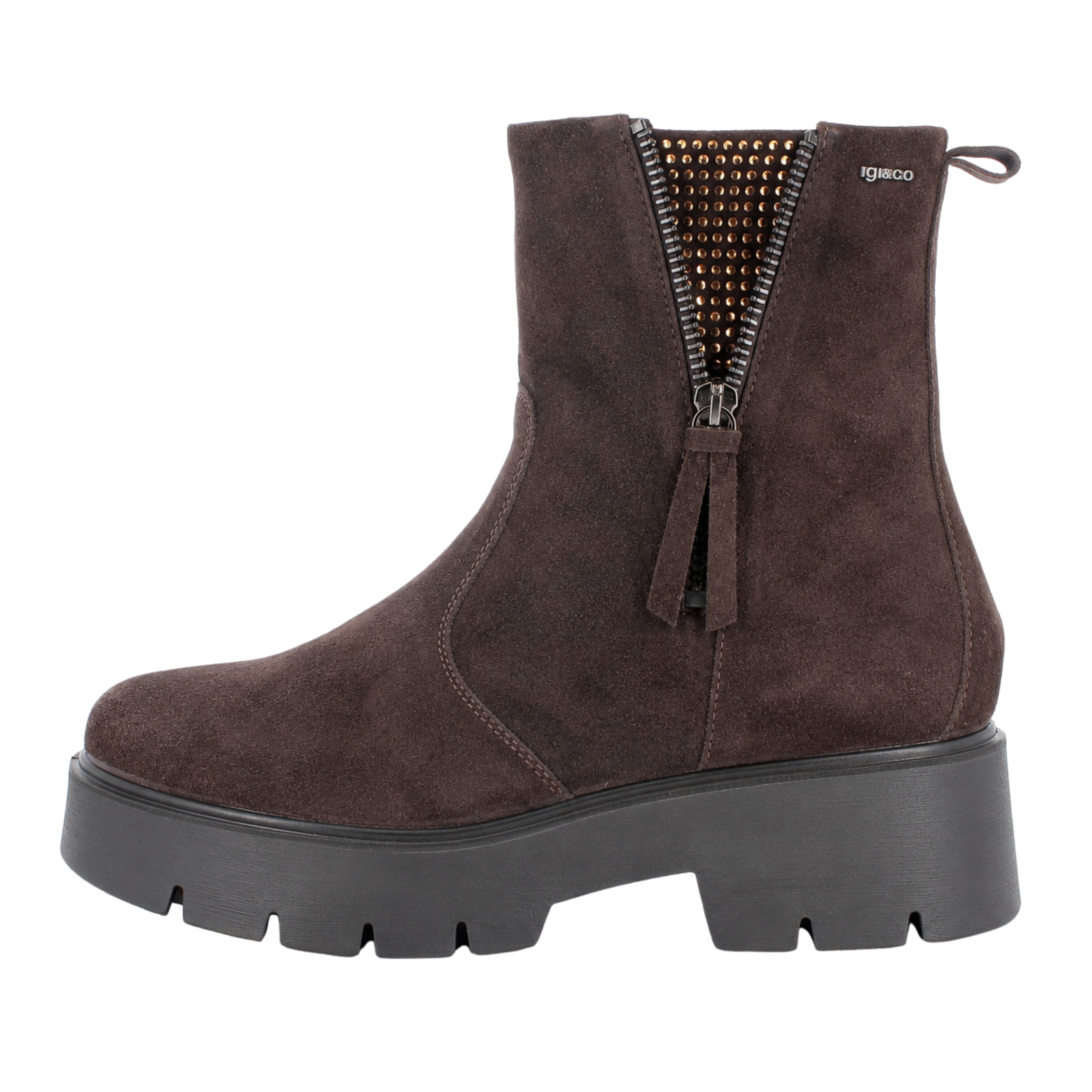 STIVALETTI TACCO ALTO IN CAMOSCIO CON ZIP DONNA MARRONE