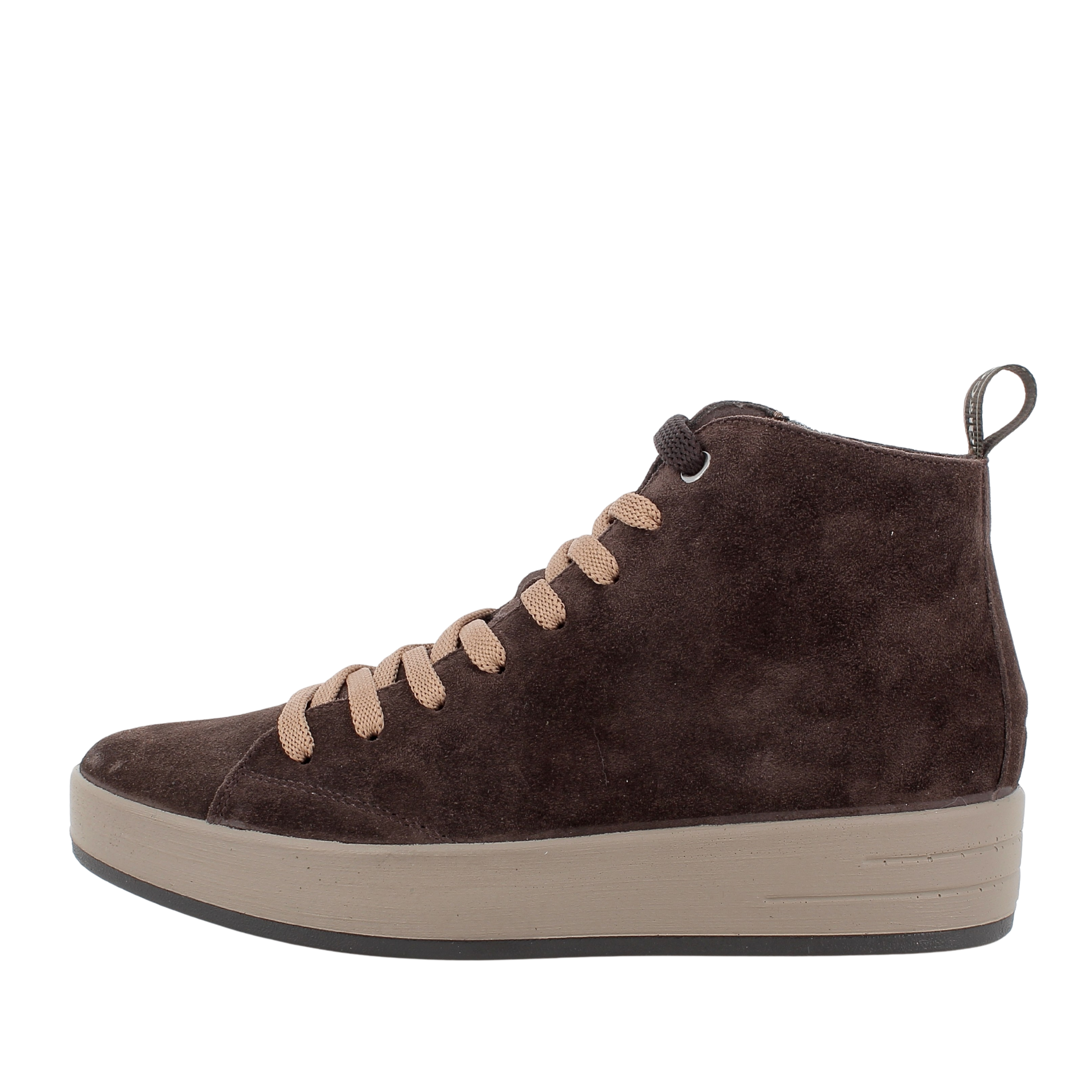 SNEAKERS ALTE IN CAMOSCIO CON LACCI DONNA MARRONE