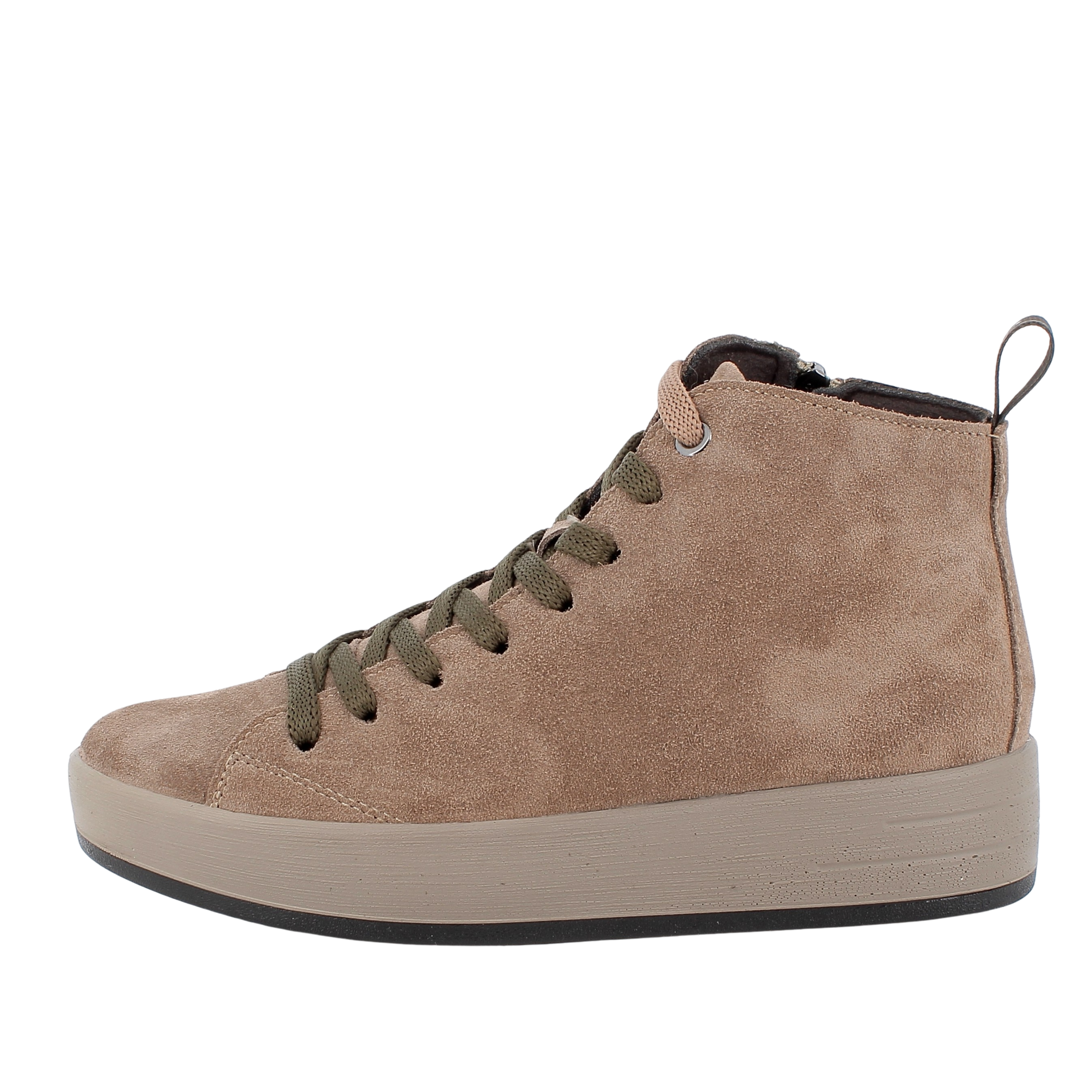 SNEAKERS ALTE IN CAMOSCIO CON LACCI DONNA BEIGE