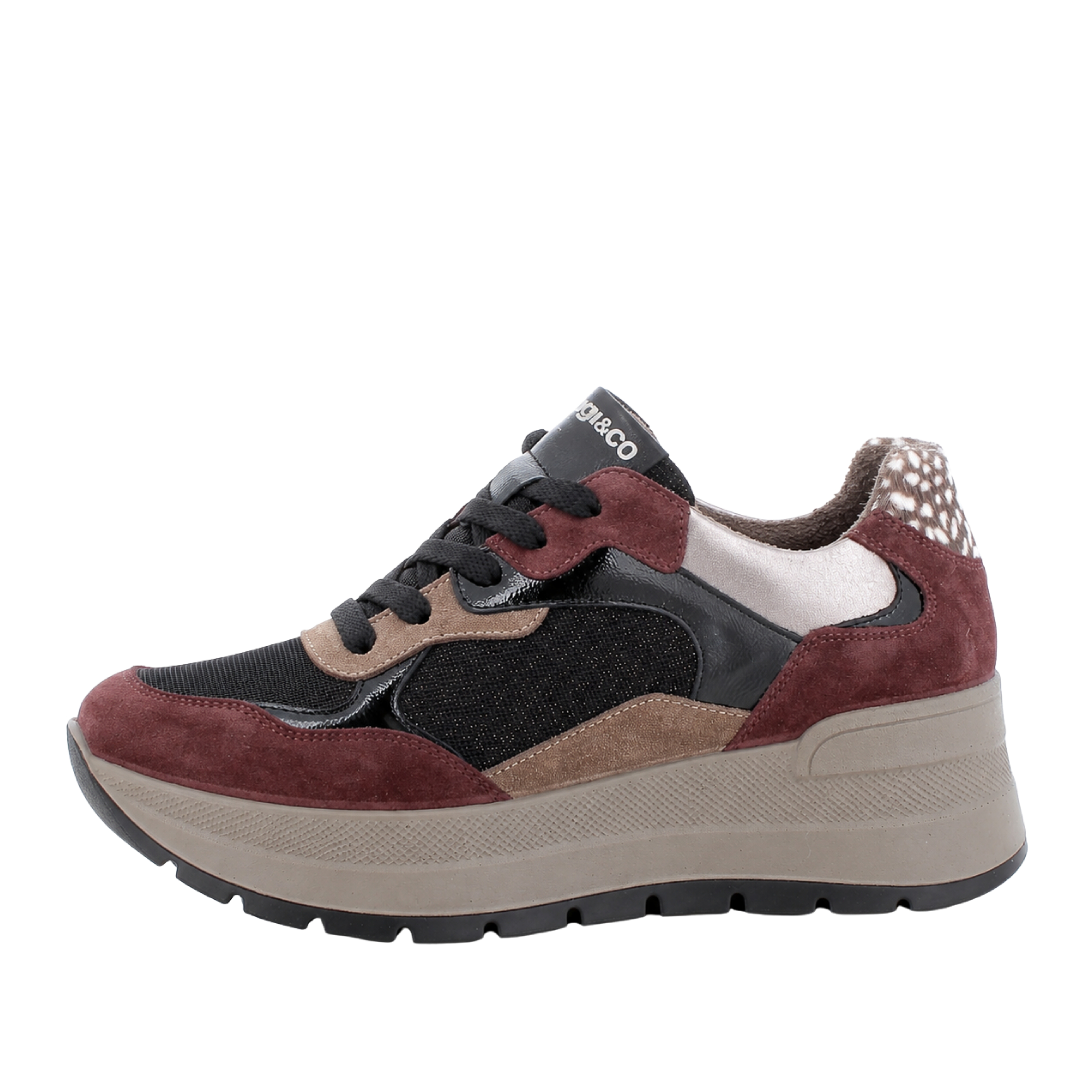 SNEAKERS BASSE MULTICOLOR CON INSERTI IN CAMESOCIO DONNA BORDEAUX