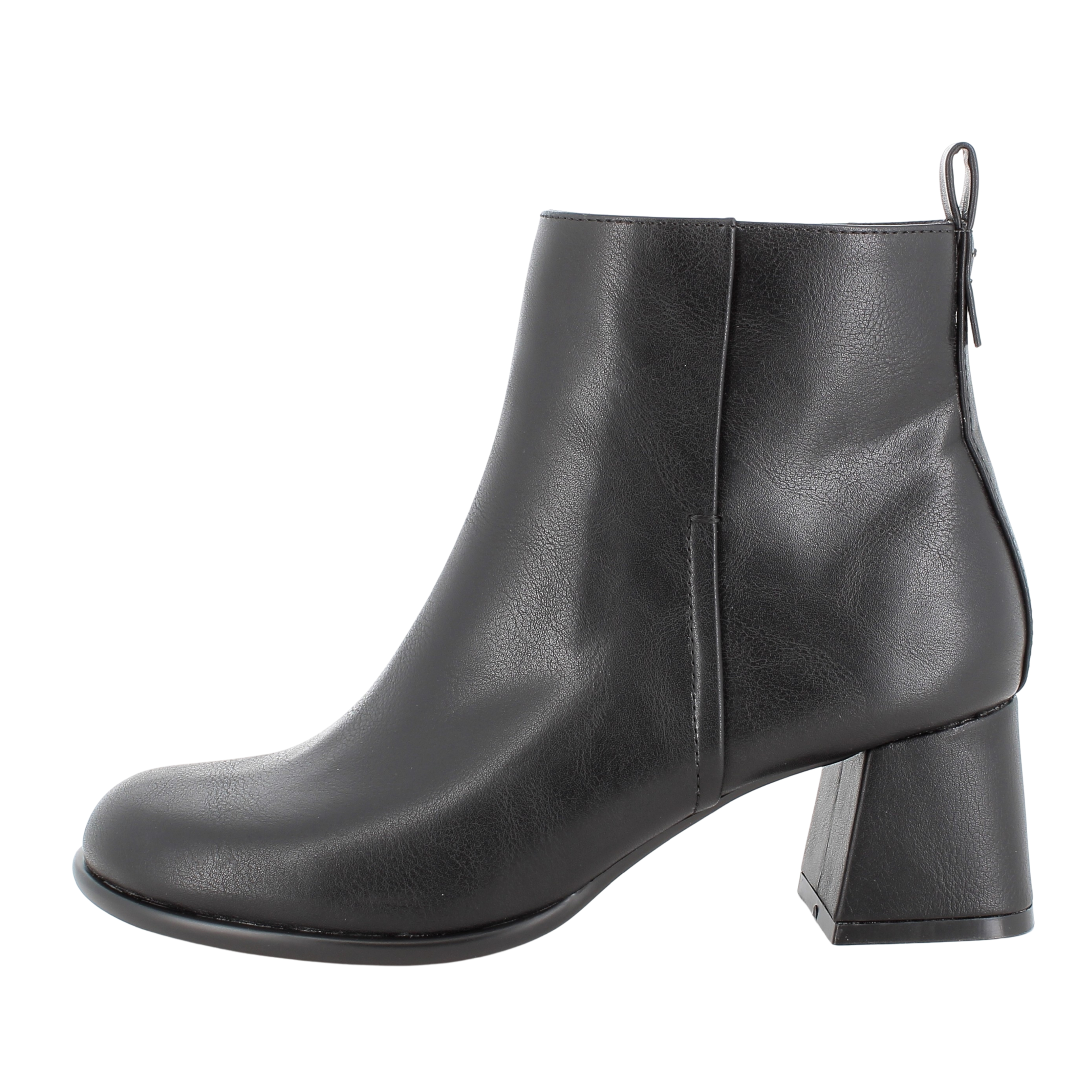 STIVALETTI TACCO ALTO EFFETTO PELLE CON ZIP DONNA NERO