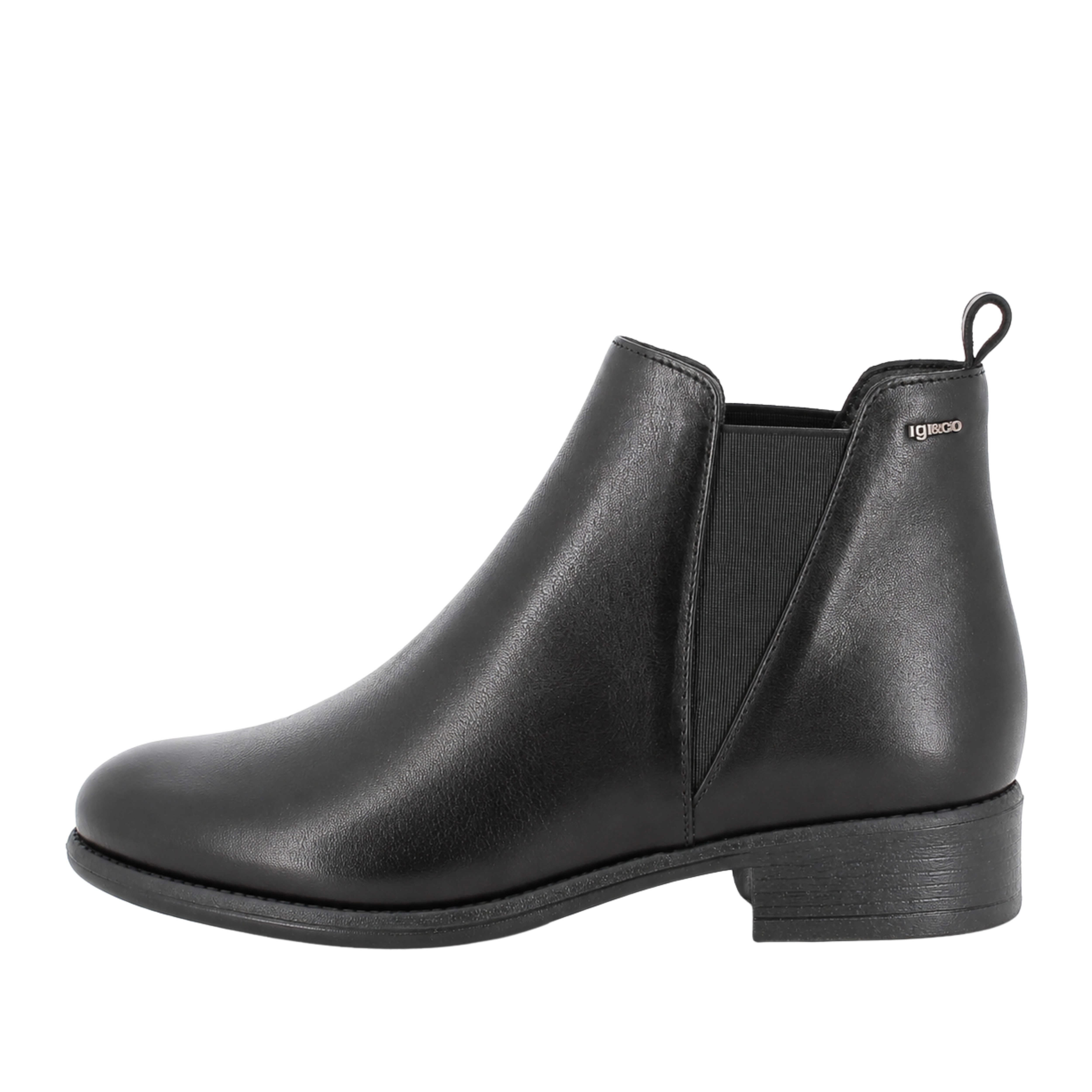 STIVALETTI TACCO BASSO IN PELLE CON ELASTICI DONNA NERO