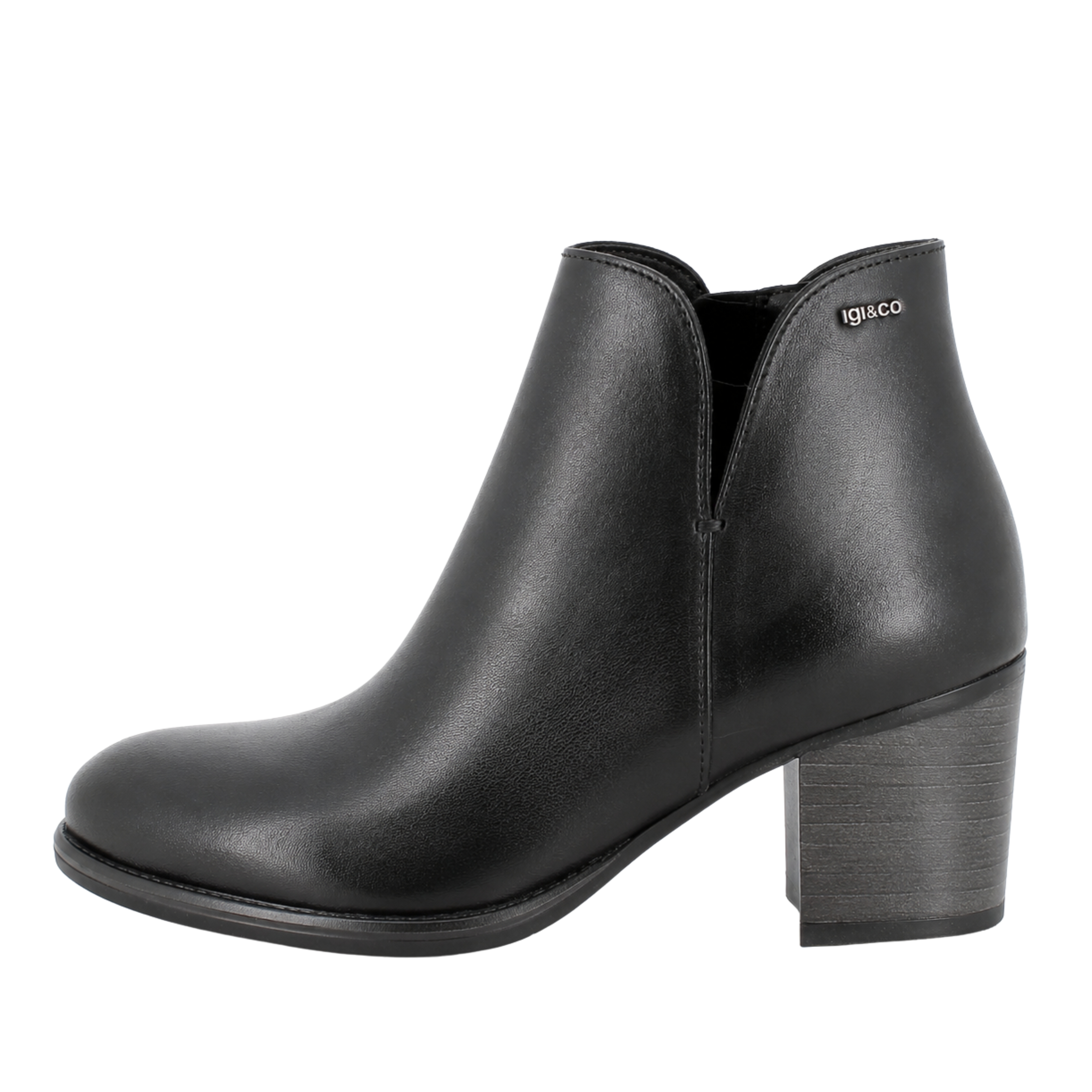 STIVALETTI TACCO ALTO IN PELLE CON SCOLLO A V DONNA NERO