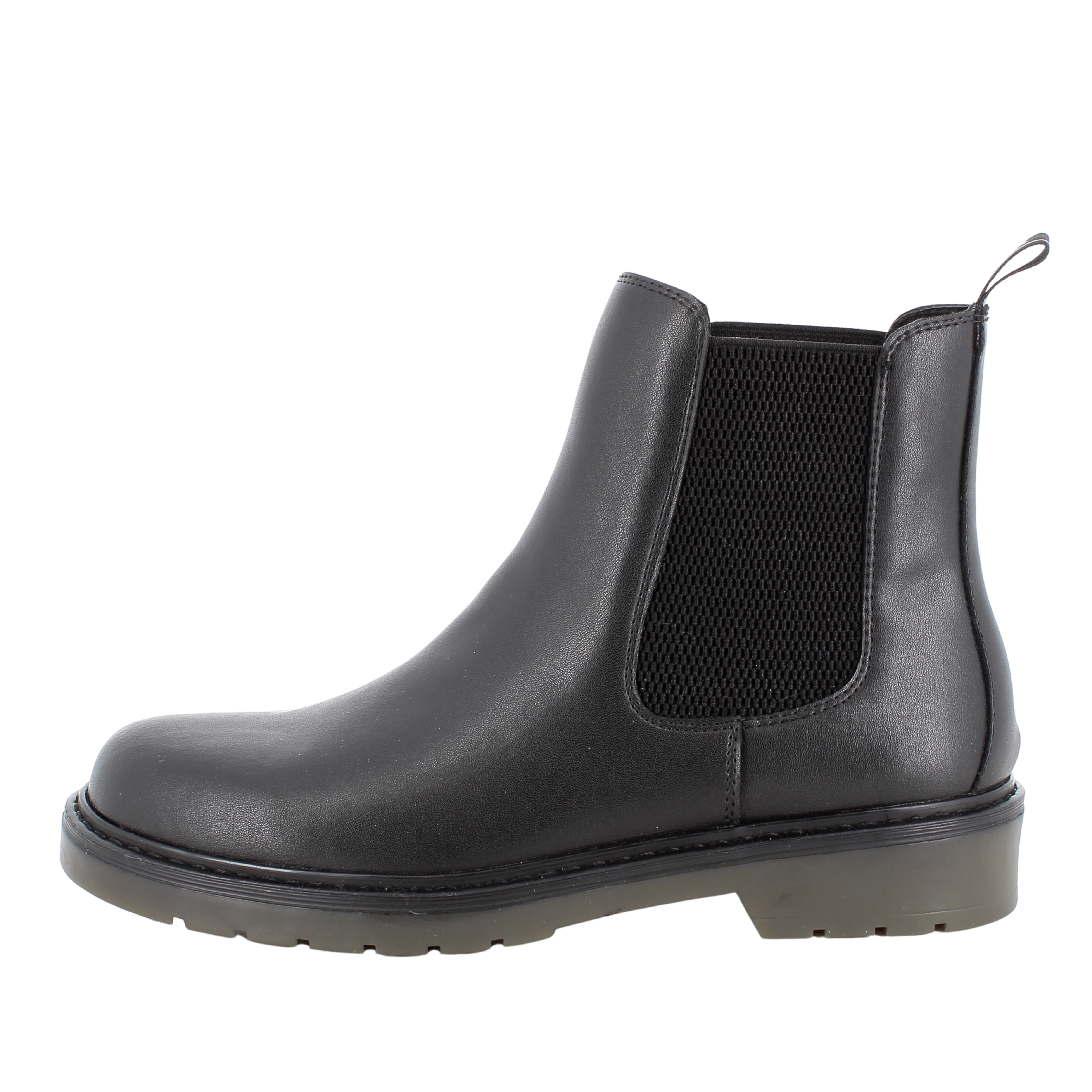 STIVALETTI TACCO BASSO IN PELLE E CON ELASTICI DONNA NERO