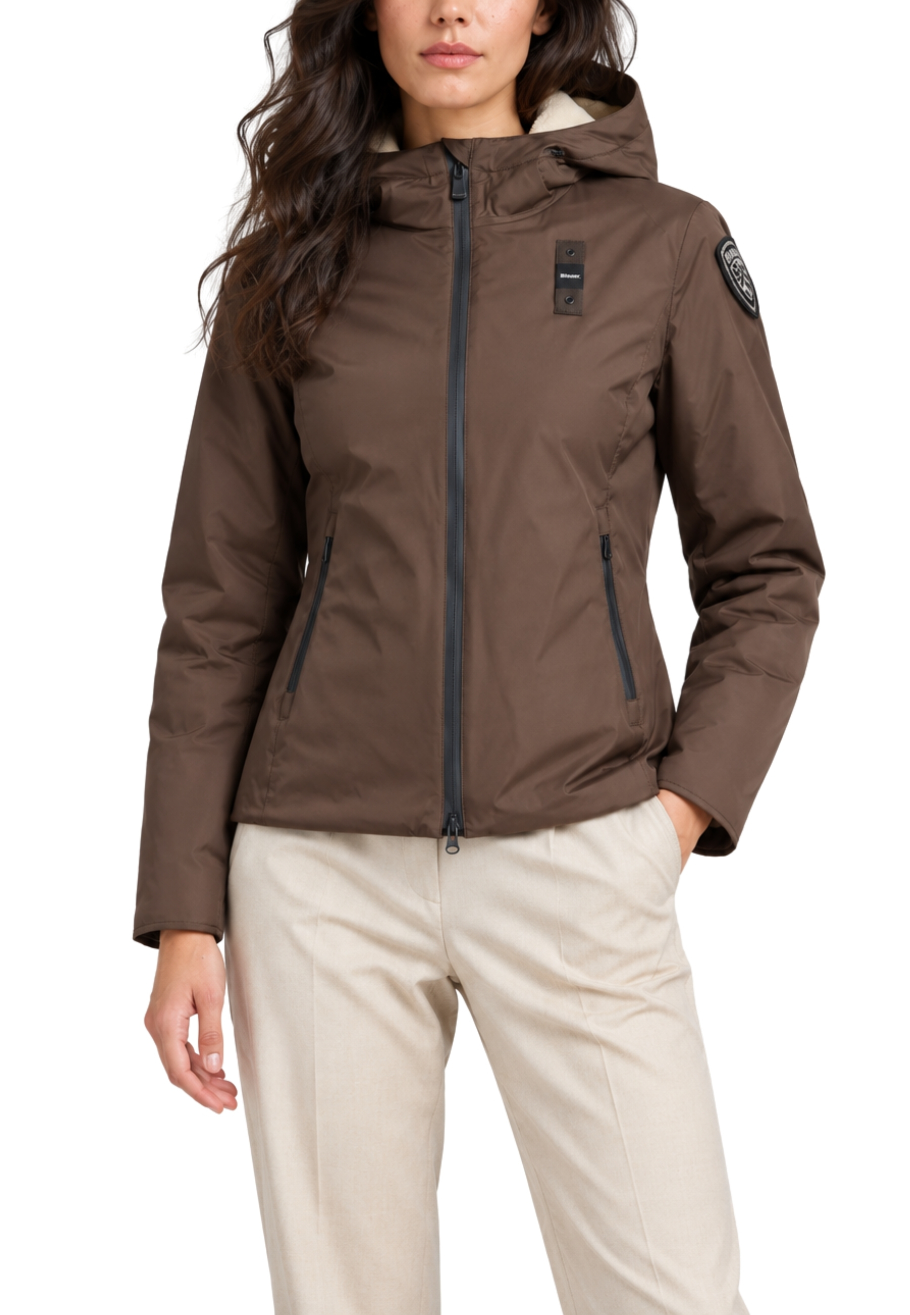 GIACCA IMPERMEABILE CON INTERNO ECO PELLICCIA DONNA MARRONE