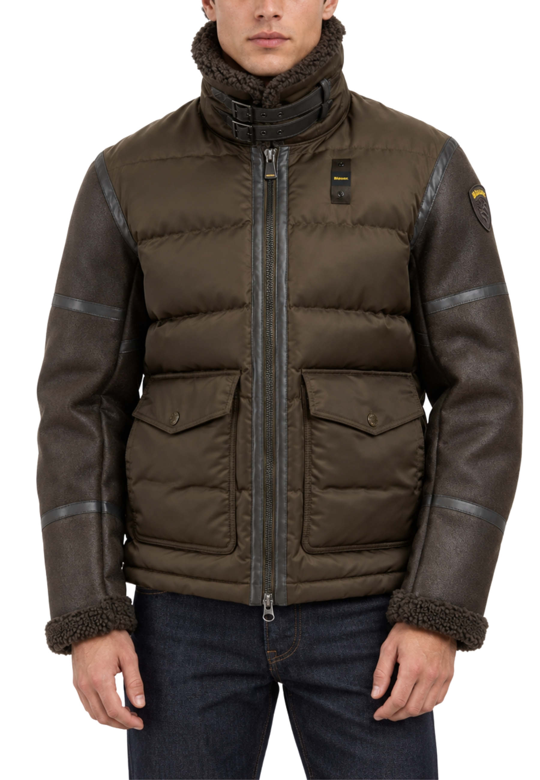GIACCA IN MONTONE ECOLOGICO E NYLON UOMO MARRONE