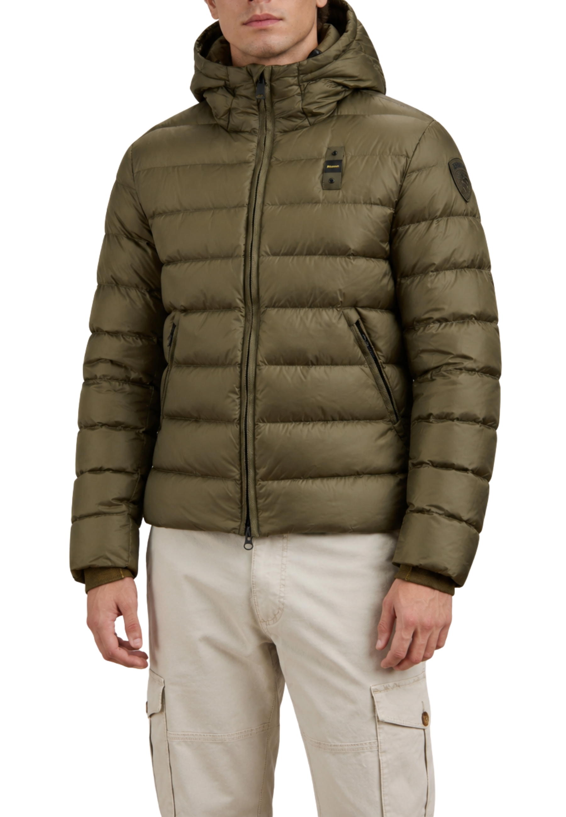 PIUMINO IN NYLON LUCIDO CON CAPPUCCIO UOMO VERDE