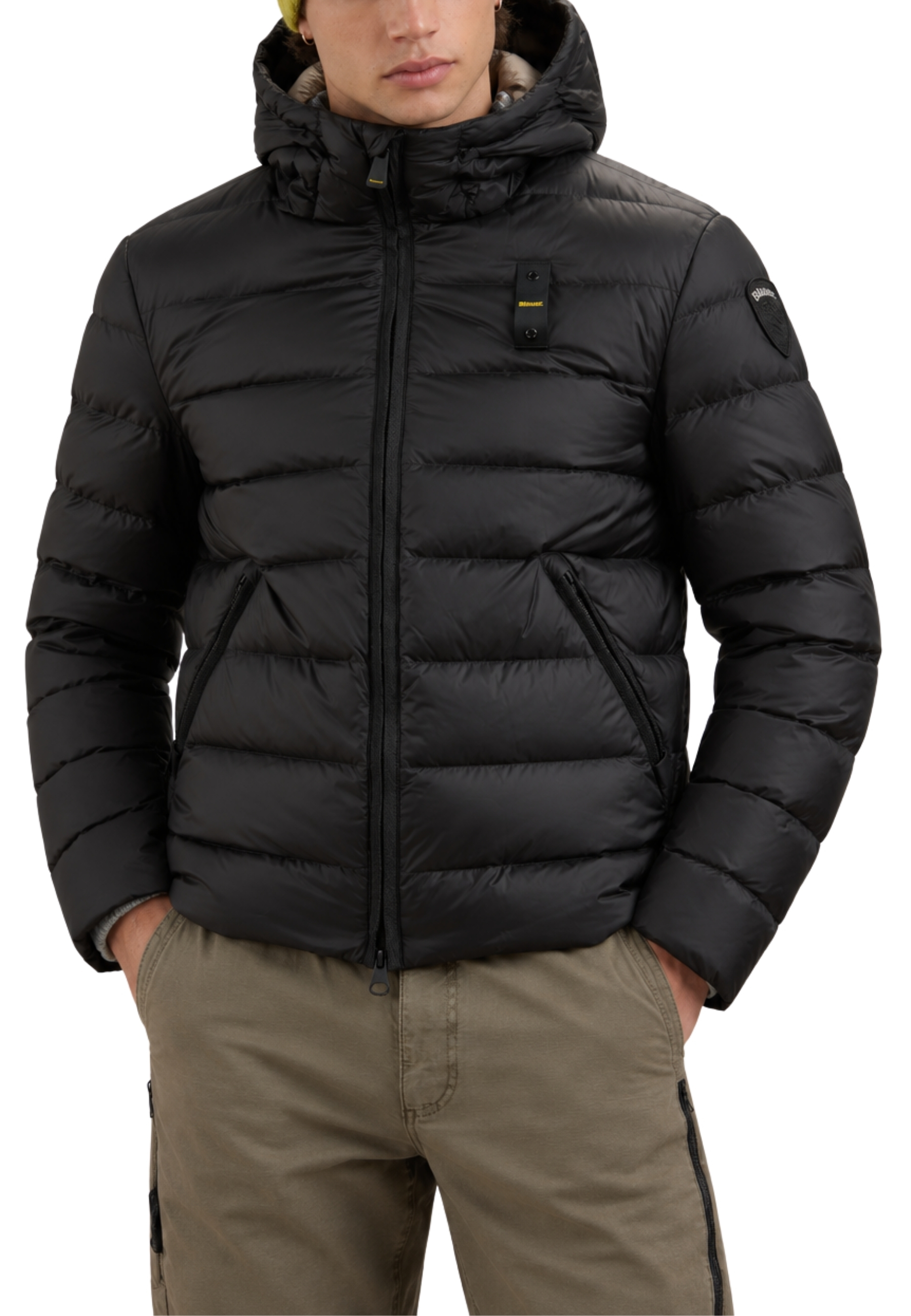 PIUMINO IN NYLON LUCIDO CON CAPPUCCIO UOMO NERO