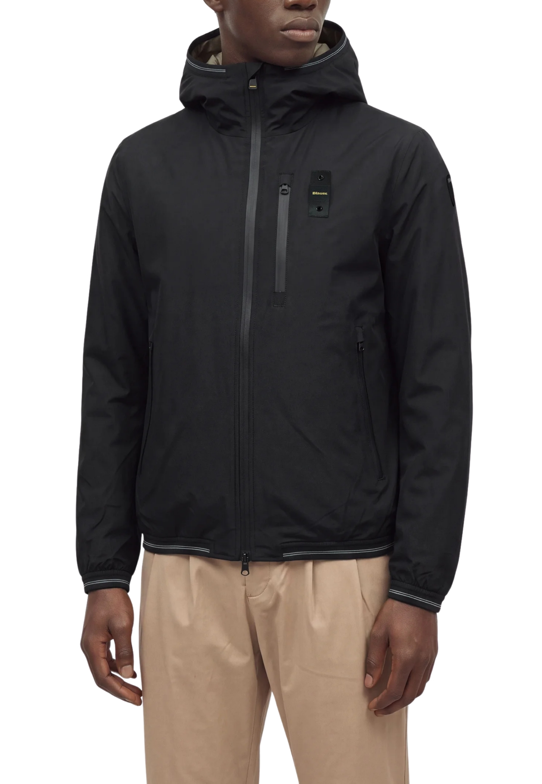 GIACCA IMPERMEABILE CON INTERNO IN ECO PELLICCIA UOMO NERO