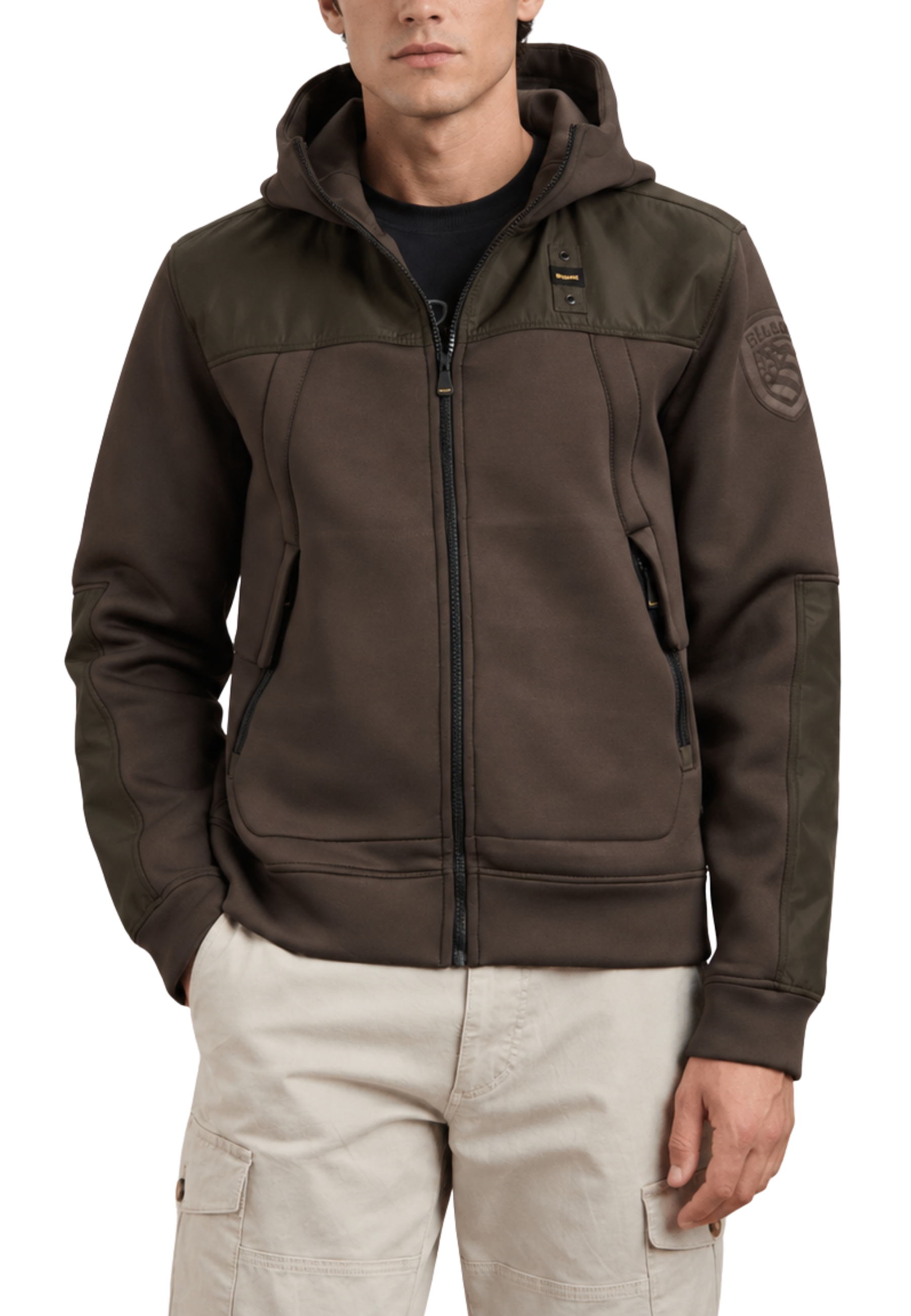 FELPA CON ZIP E CAPPUCCIO SCUBA UOMO MARRONE