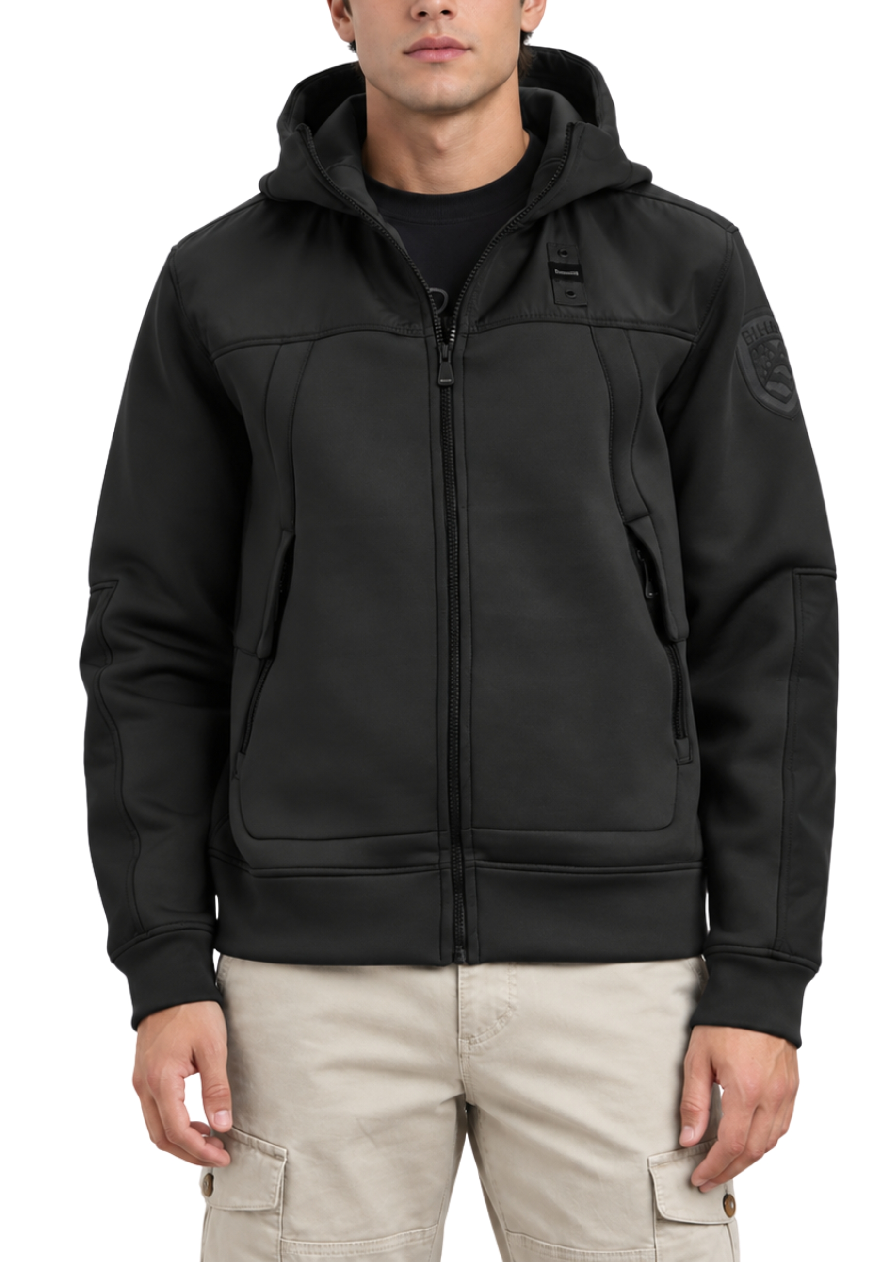 FELPA CON ZIP E CAPPUCCIO SCUBA UOMO NERA