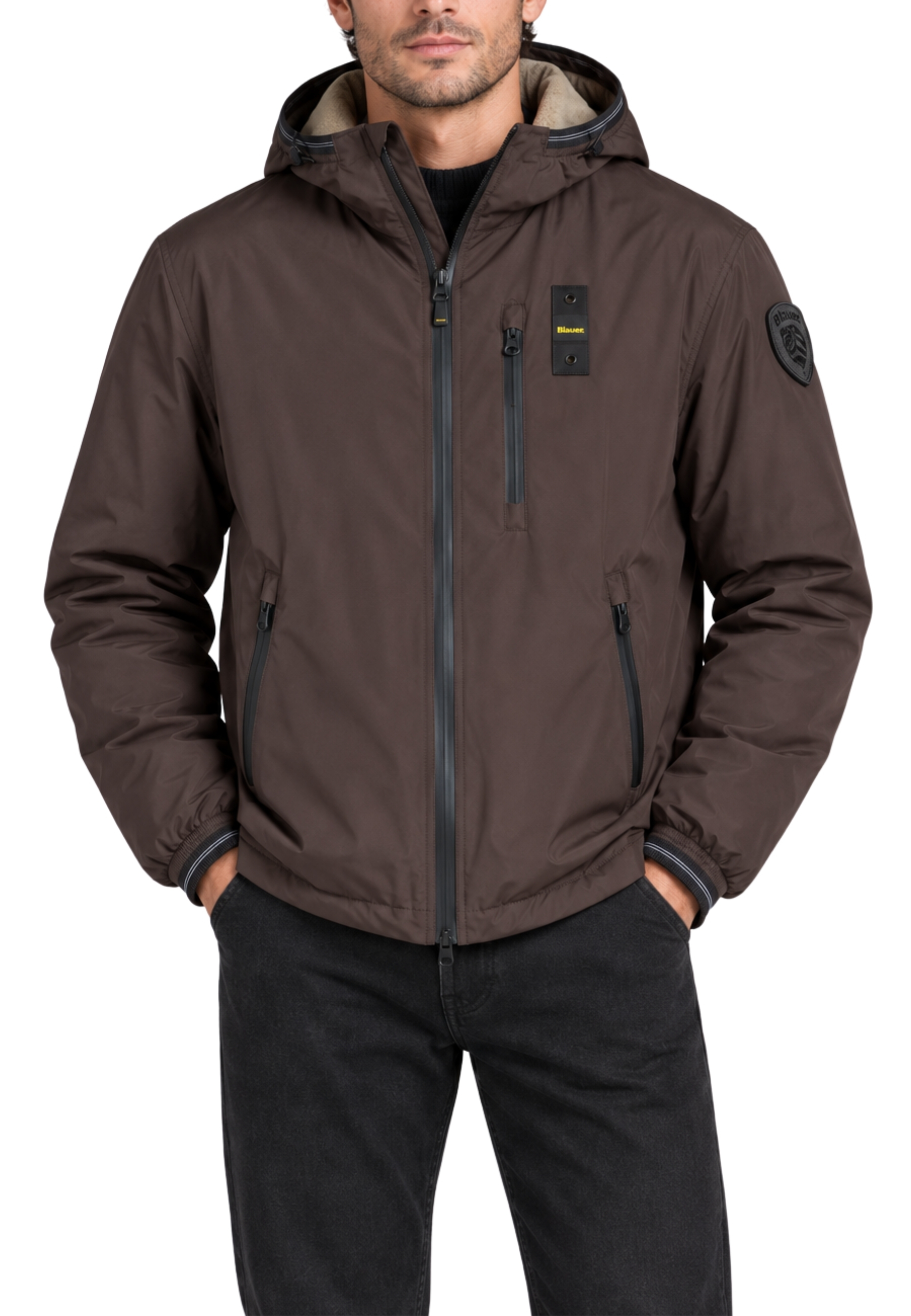 GIACCA IMPERMEABILE LUNGA CON INTERNO IN ECO PELLICCIA UOMO MARRONE