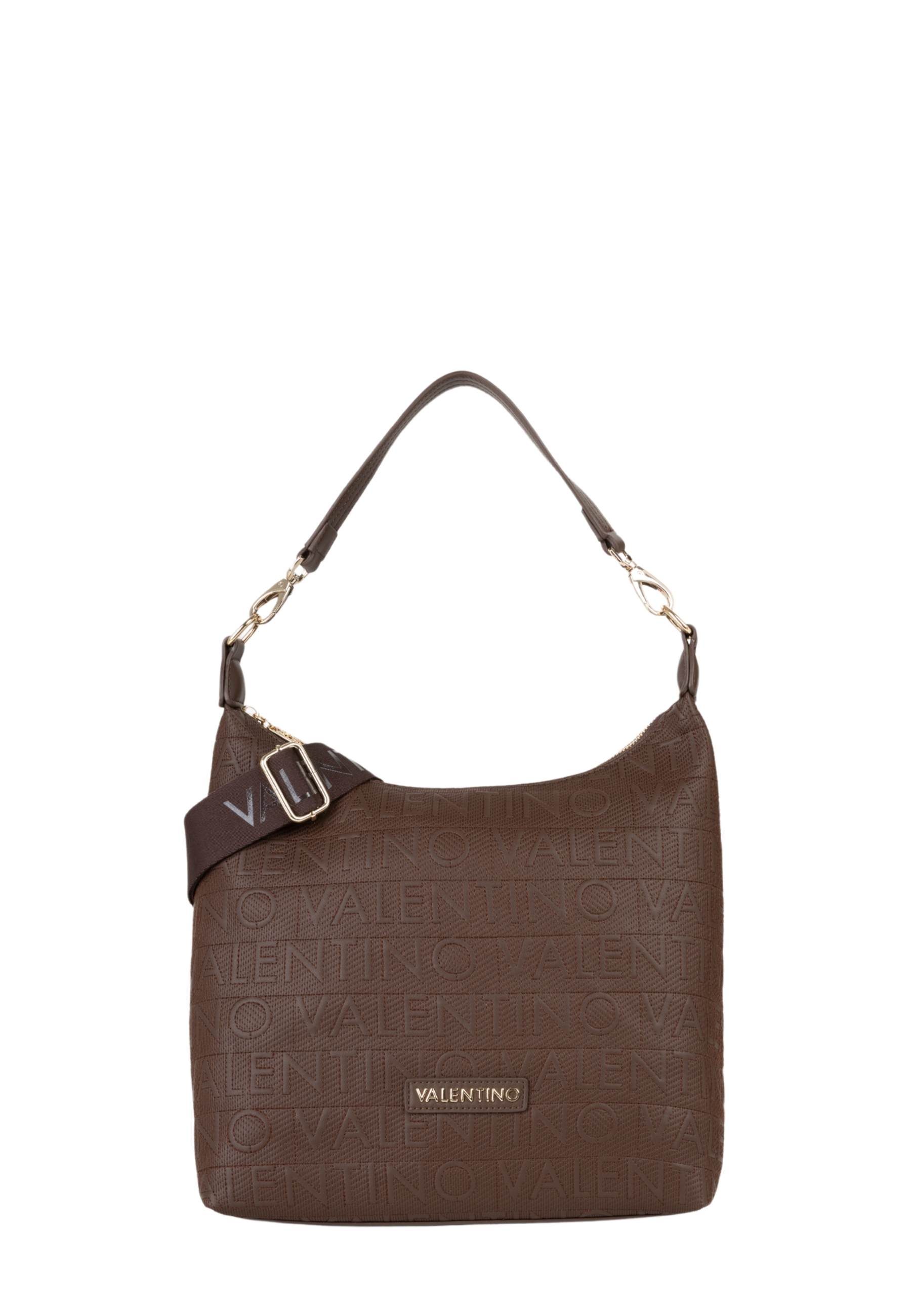 BORSA A SPALLA A SACCA LOGO ALL-OVER DONNA MARRONE