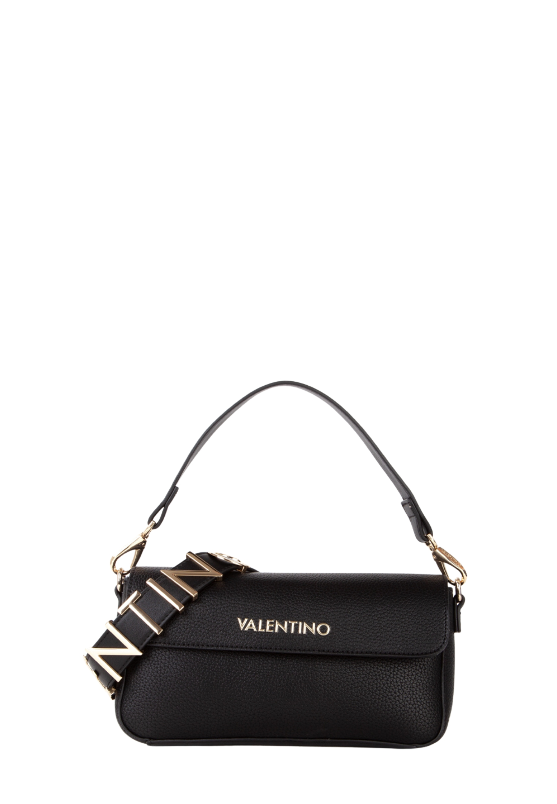 BORSA A SPALLA BAGUETTE CON LOGO GRAFFETTATO DONNA NERO