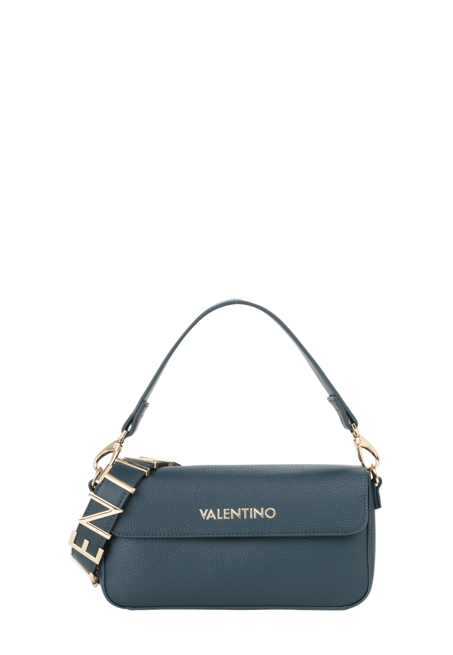 BORSA A SPALLA BAGUETTE CON LOGO GRAFFETTATO DONNA BLU