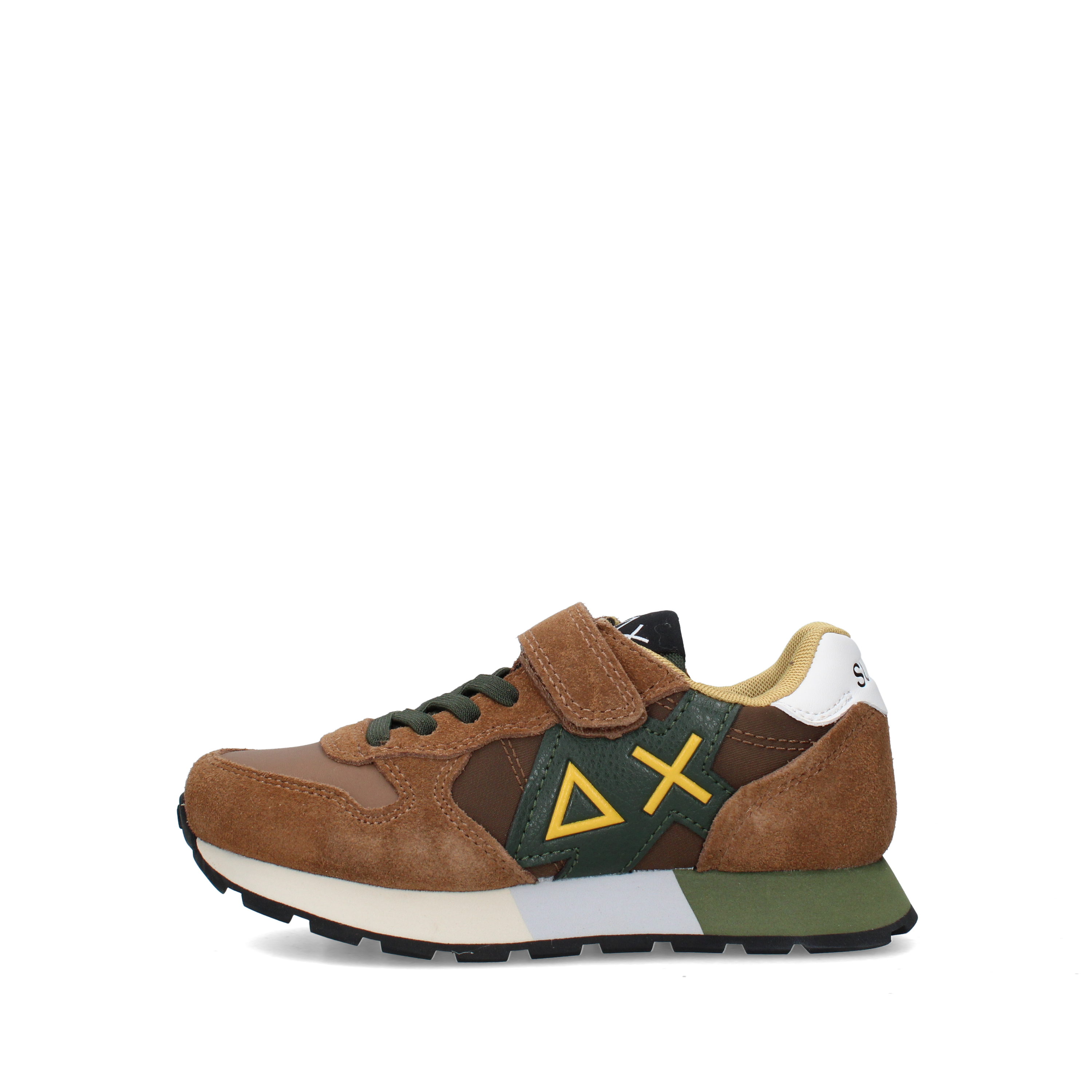 SNEAKERS BASSE CON STRAP BAMBINO MARRONE