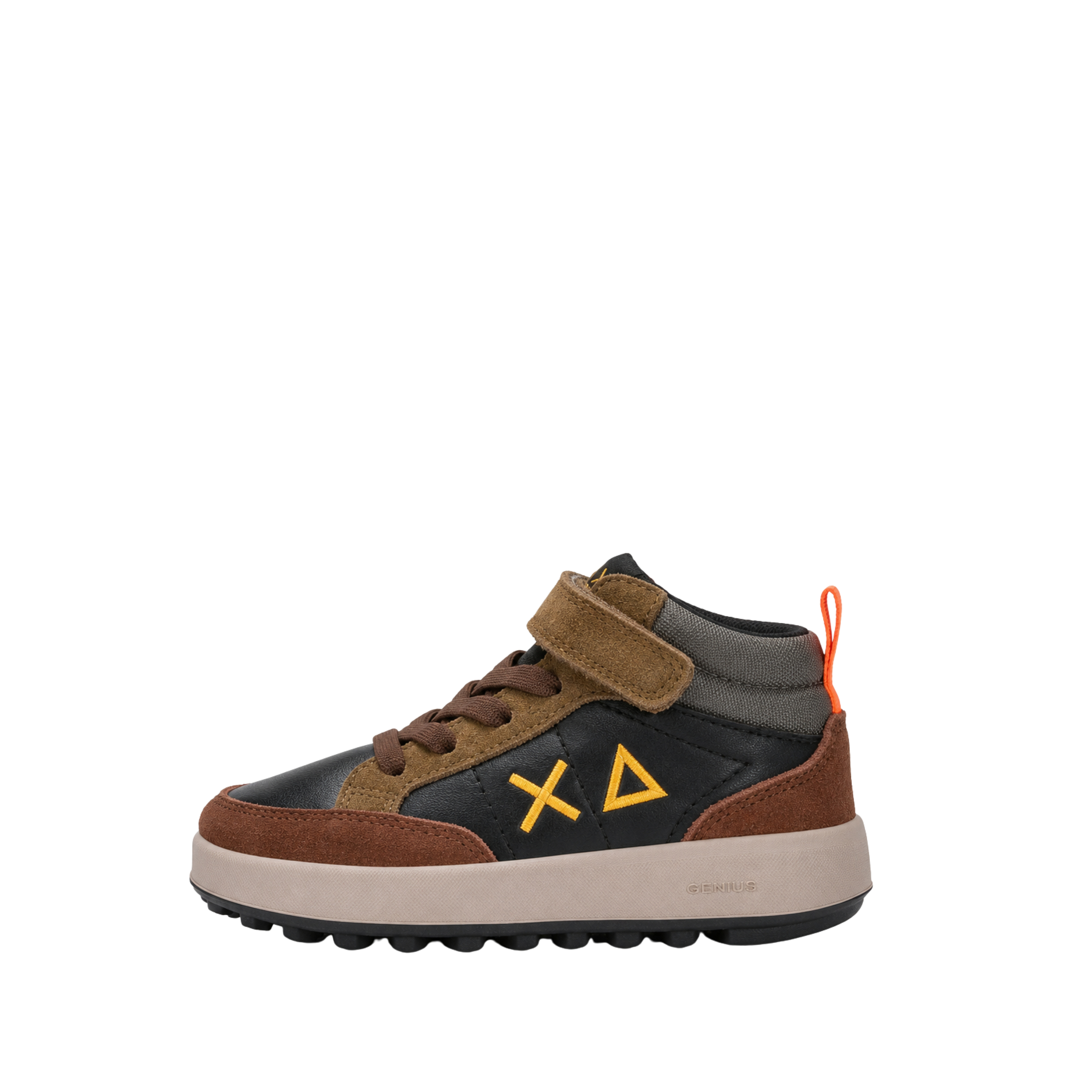 SNEAKERS ALTE CON LACCI E STRAP BAMBINO NERO