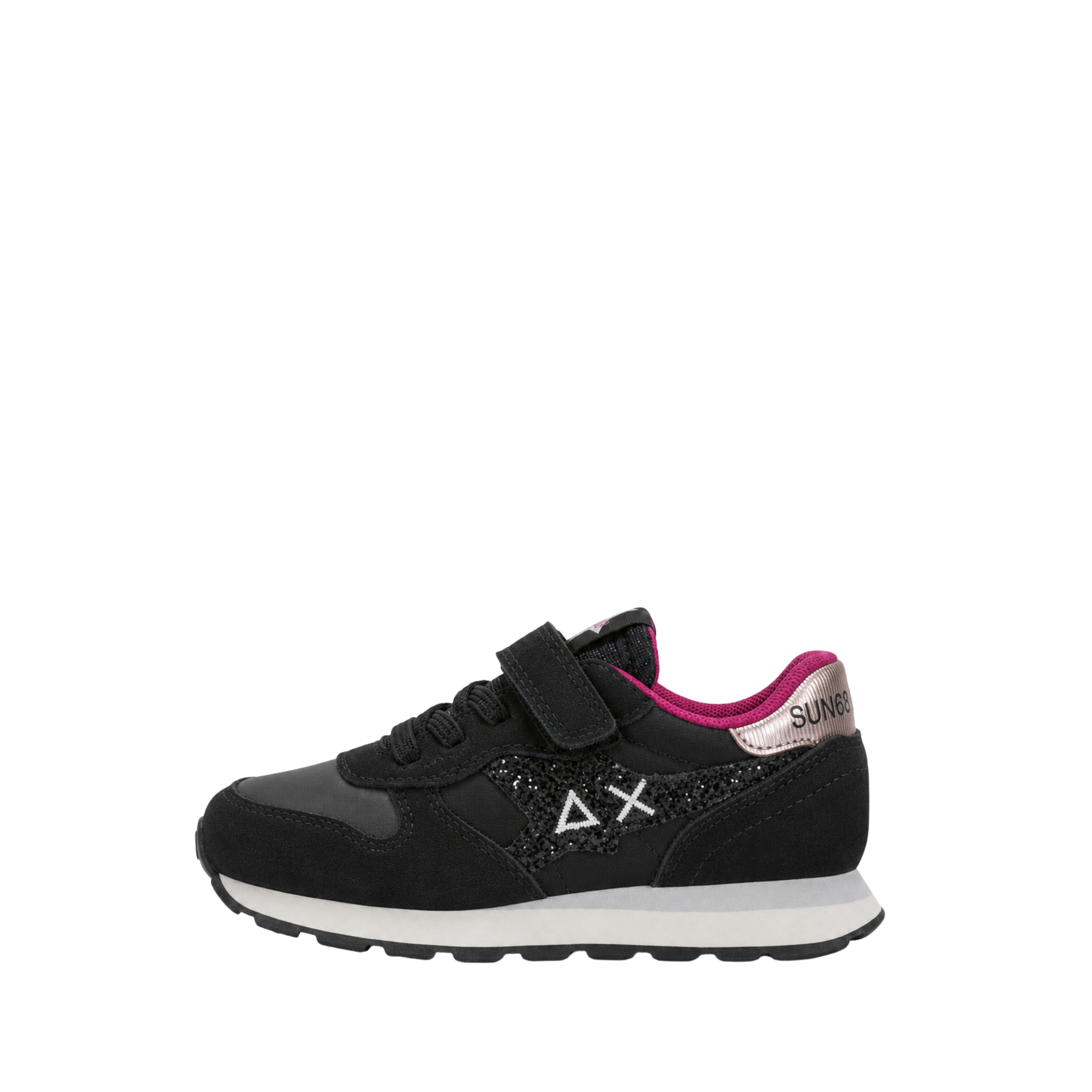 SNEAKERS BASSE CON LACCI E STRAP BAMBINA NERE