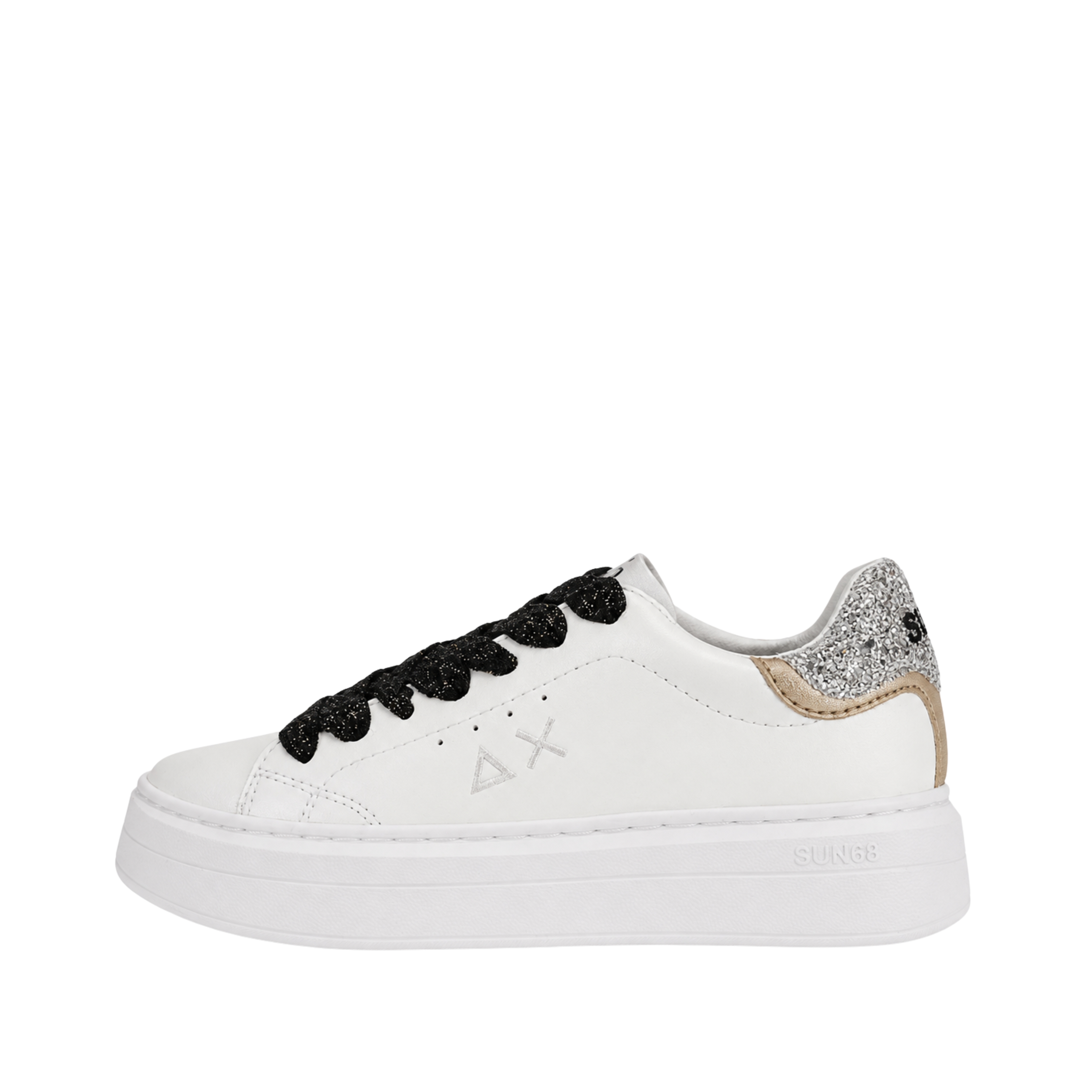 SNEAKERS ALTE TALLONE GLITTERATO BAMBINA BIANCO