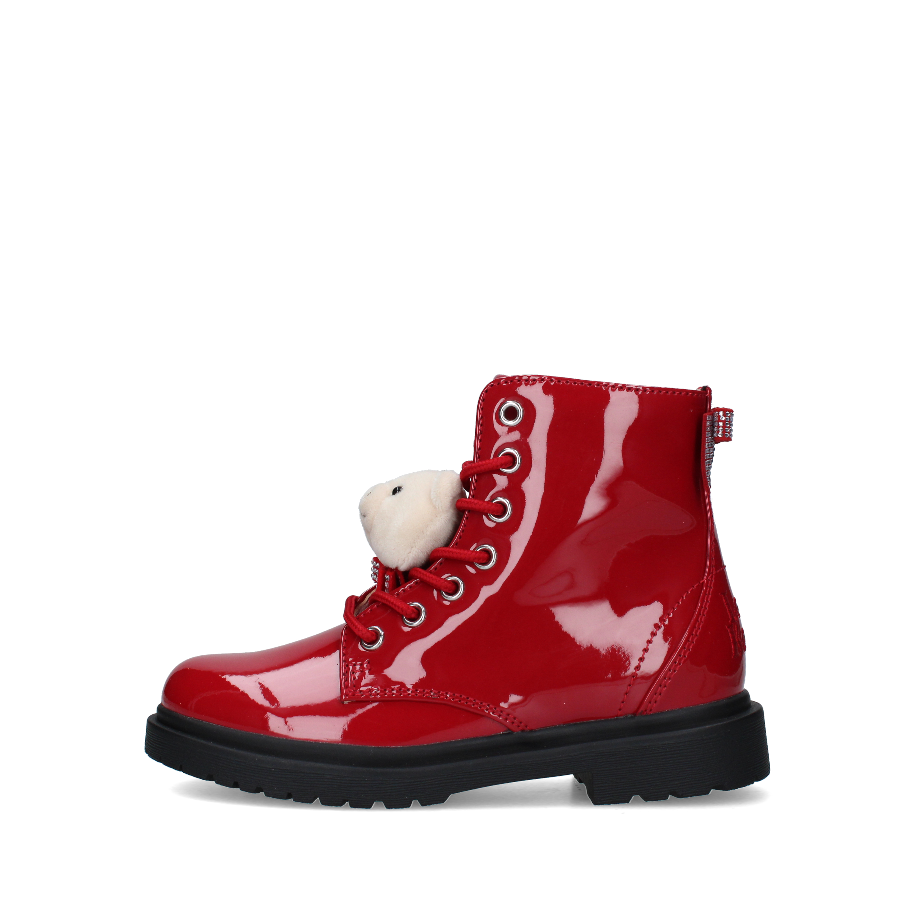 ANFIBI VERNICIATI CON ORSETTO DECORATIVO BAMBINA ROSSO