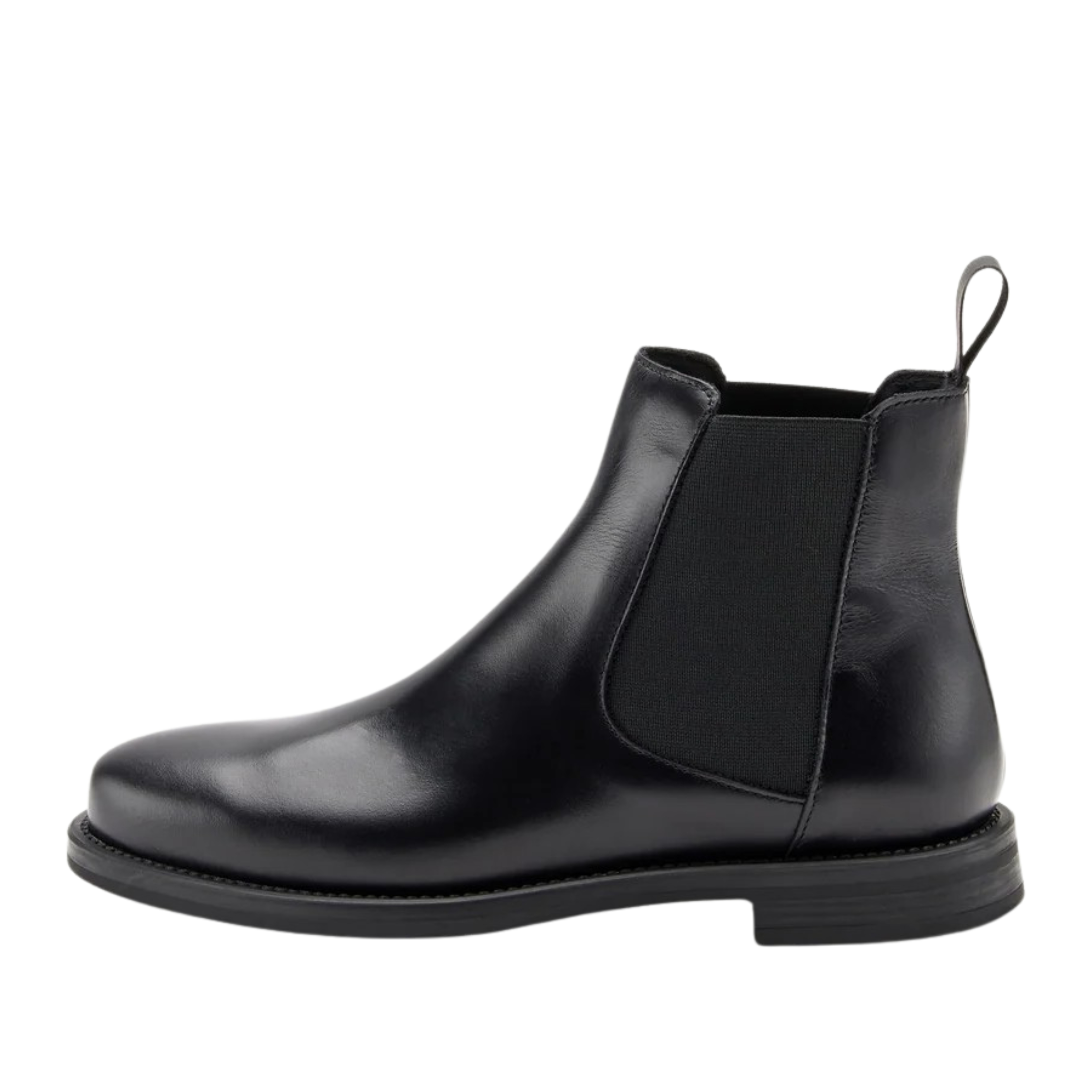 STIVALETTI TACCO BASSO IN PELLE CON INSERTI ELASTICI DONNA NERO