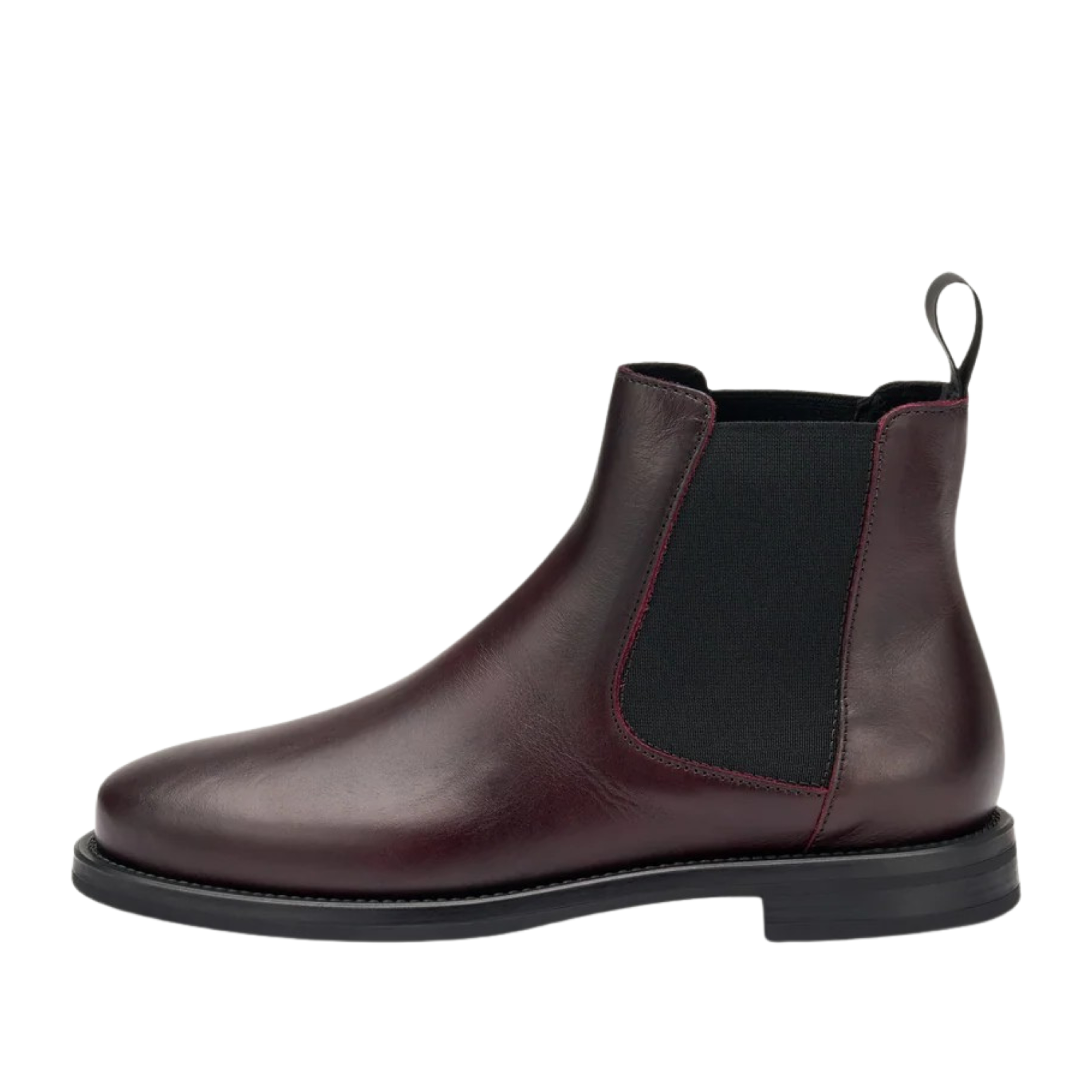 STIVALETTI TACCO BASSO IN PELLE CON INSERTI ELASTICI DONNA BORDEAUX