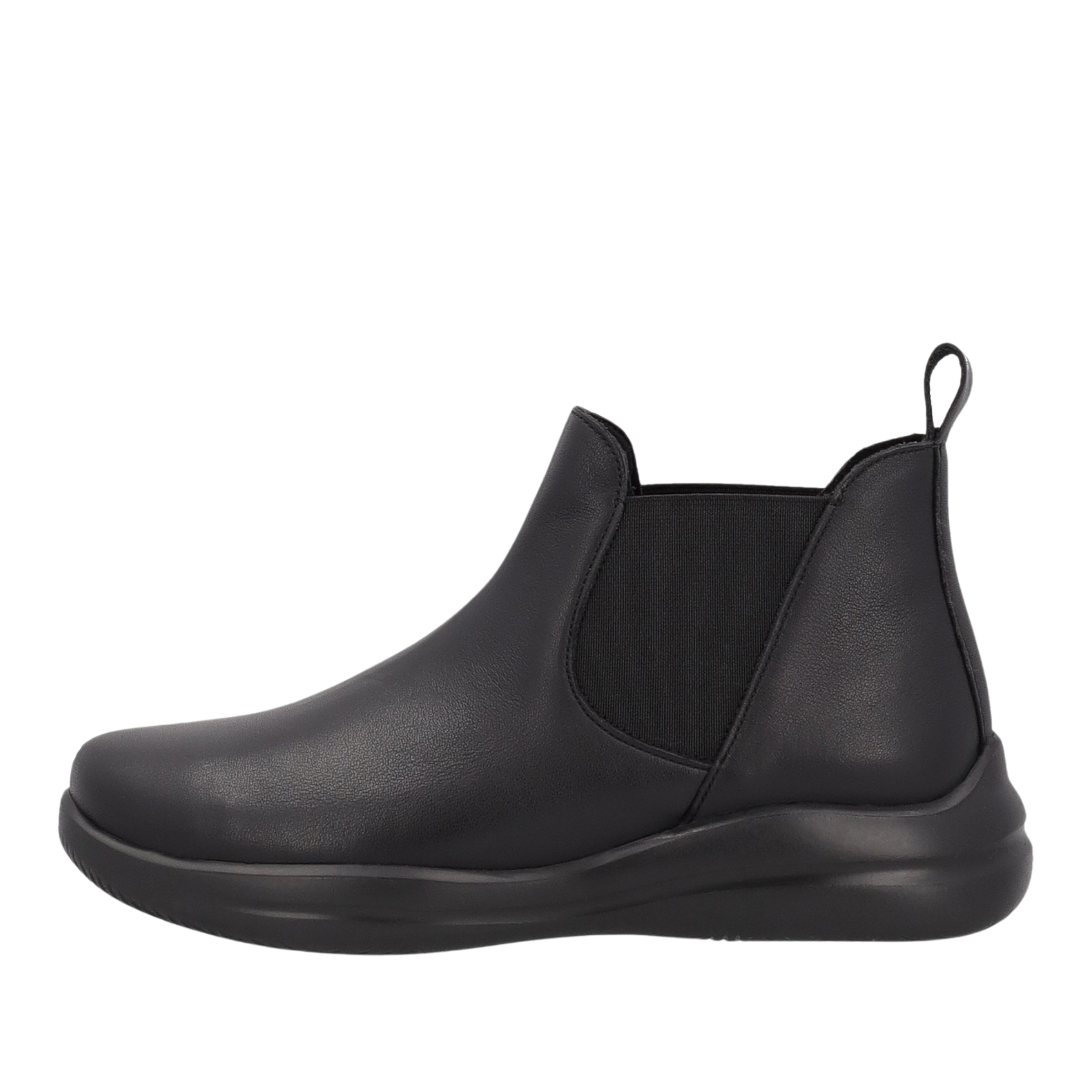 STIVALETTI TACCO BASSO BEATLES IN PELLE E TESSUTO DONNA NERO