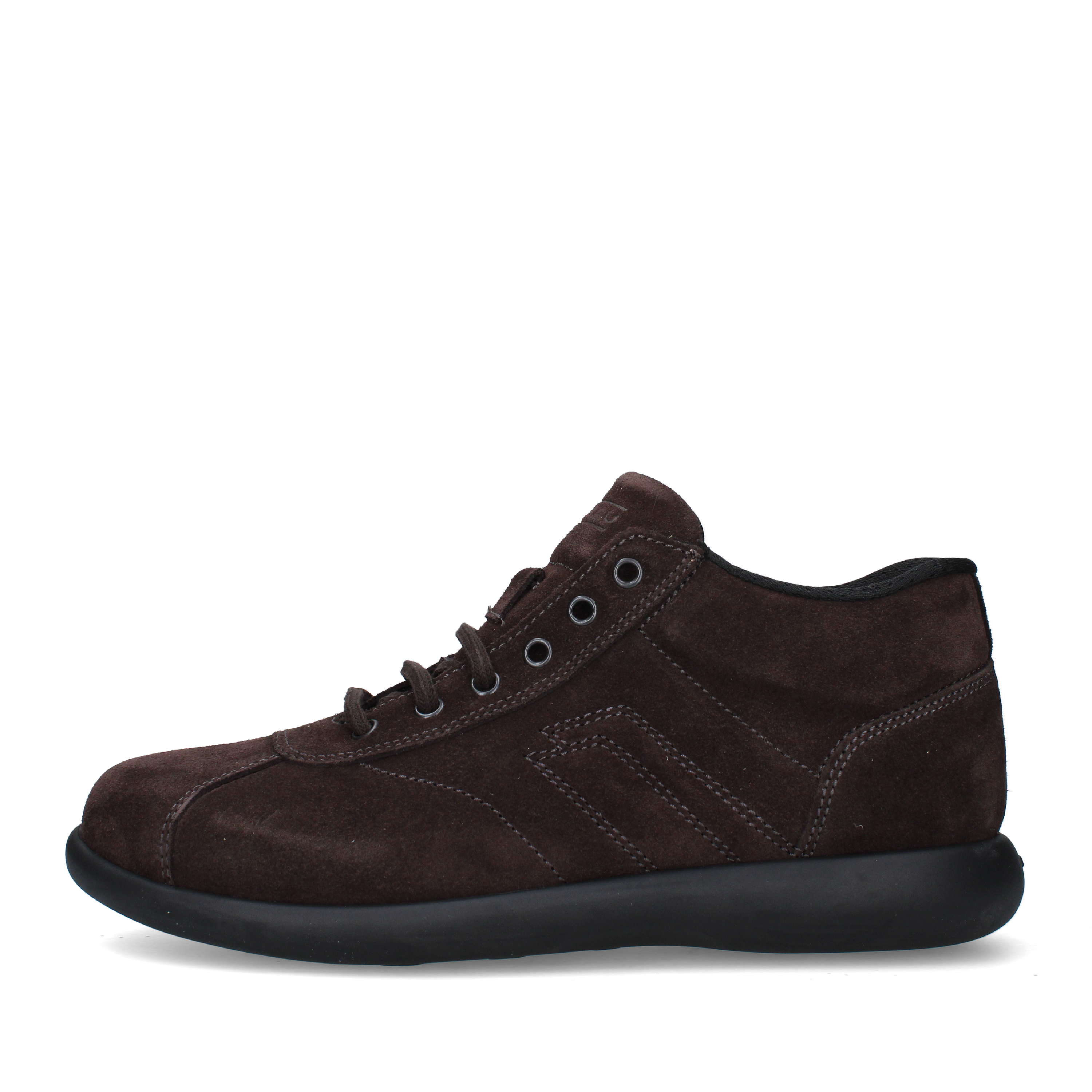 SNEAKERS BASSE IN CAMOSCIO CON CUCITURE A VISTA UOMO MARRONE