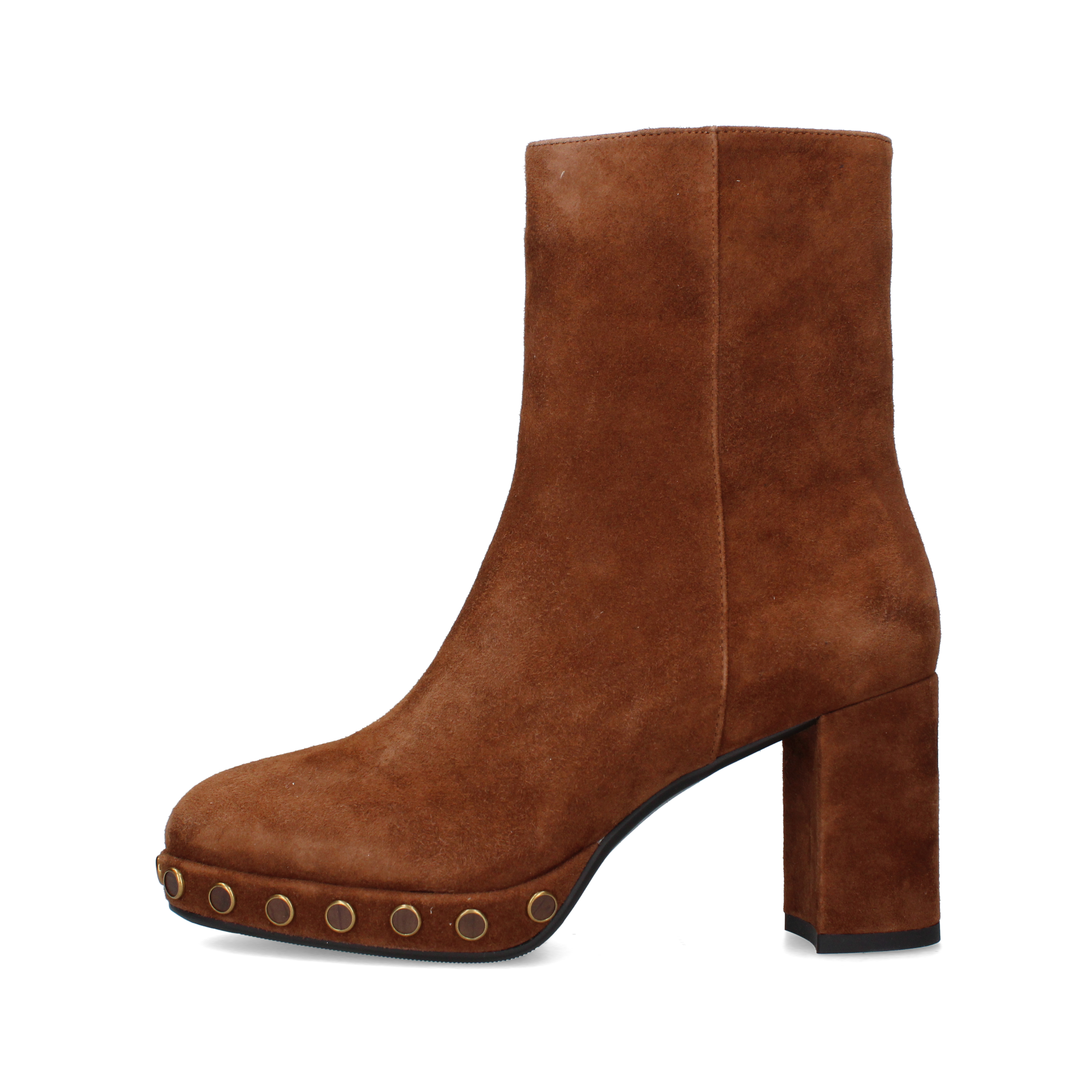 STIVALETTI TACCO ALTO CON BORCHIE DONNA CUOIO