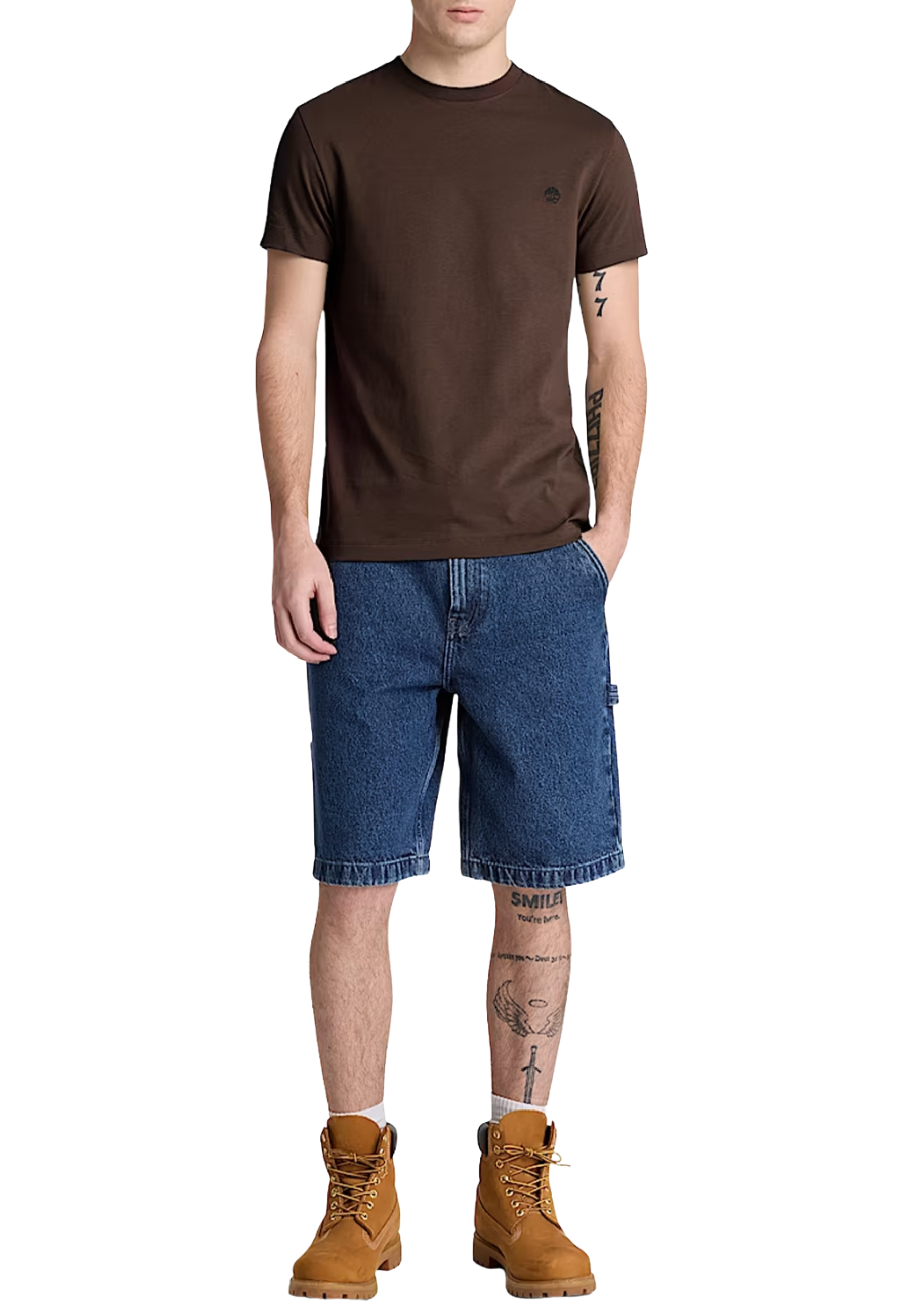 T-SHIRT MANICA CORTA SLIM FIT MARRONE UOMO