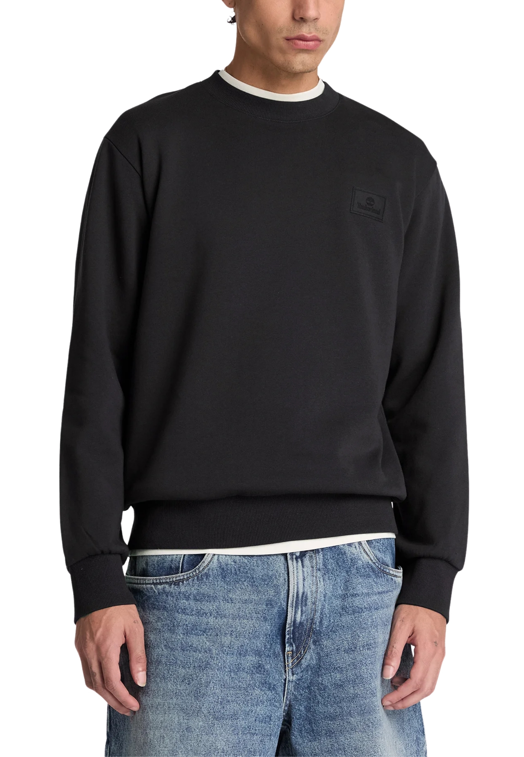 FELPA GIROCOLLO BASIC CON LOGO UOMO NERO