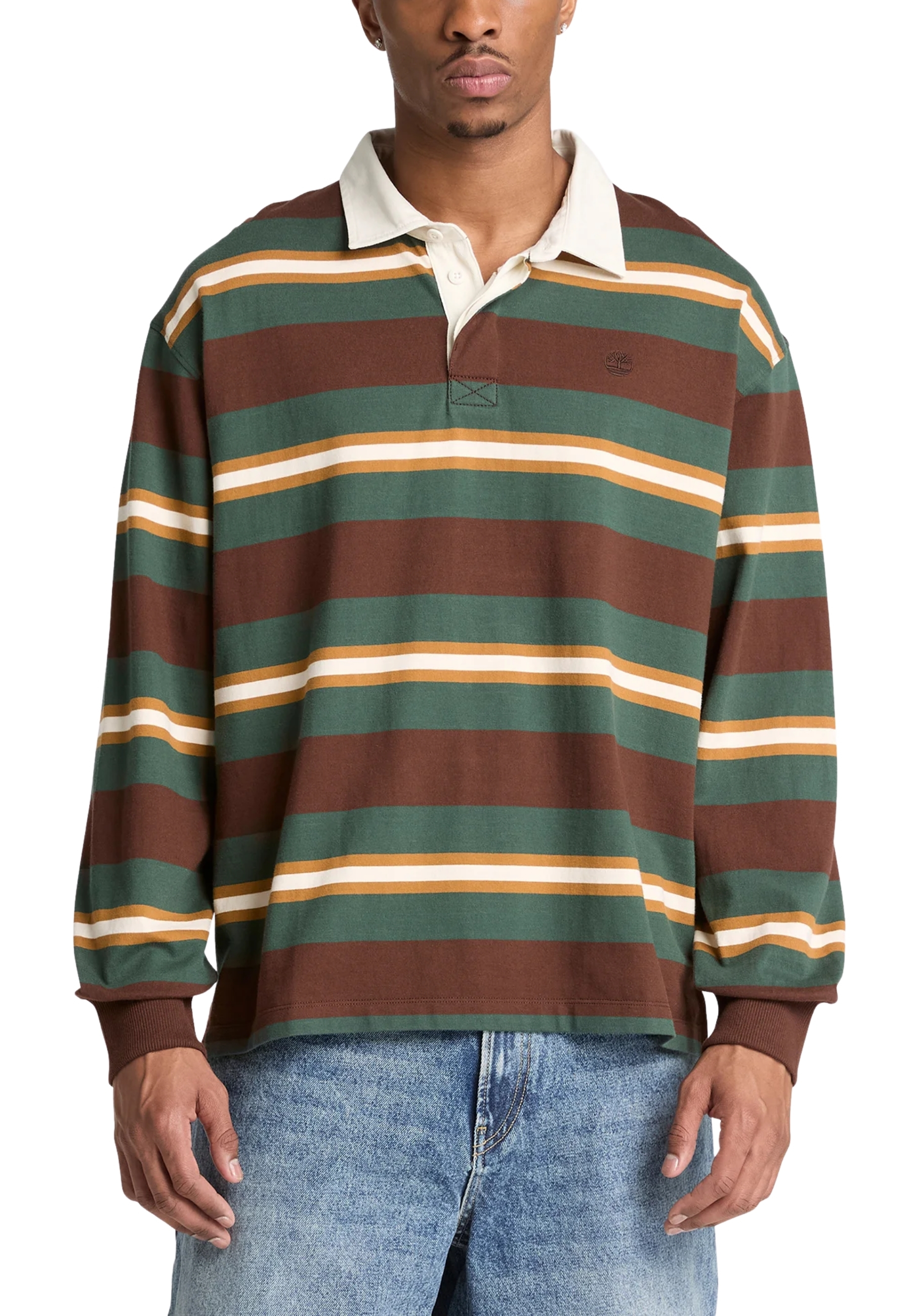 POLO MANICA LUNGA STILE RUGBY UOMO MARRONE