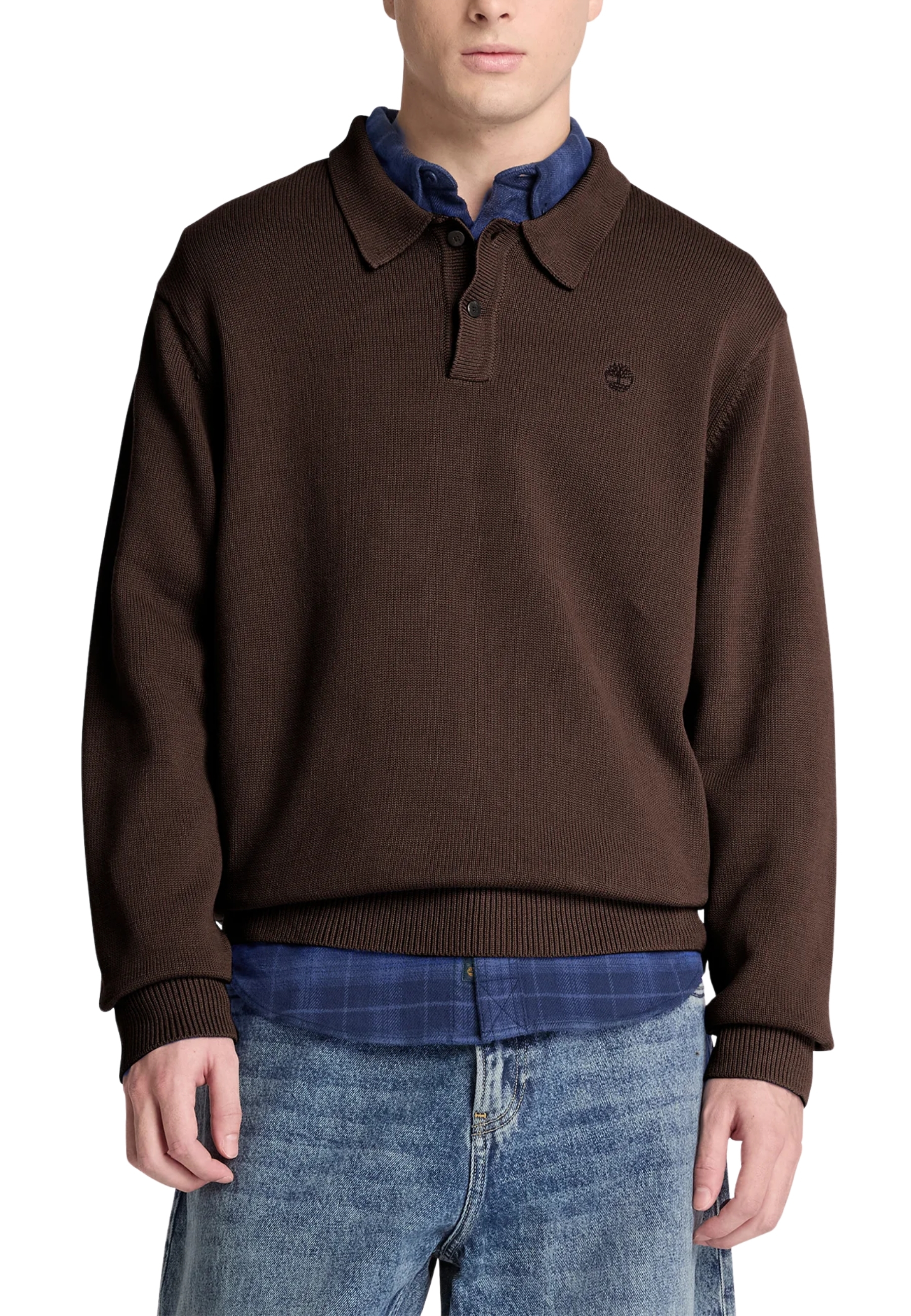 POLO MANICA LUNGA IN MAGLIA UOMO MARRONE