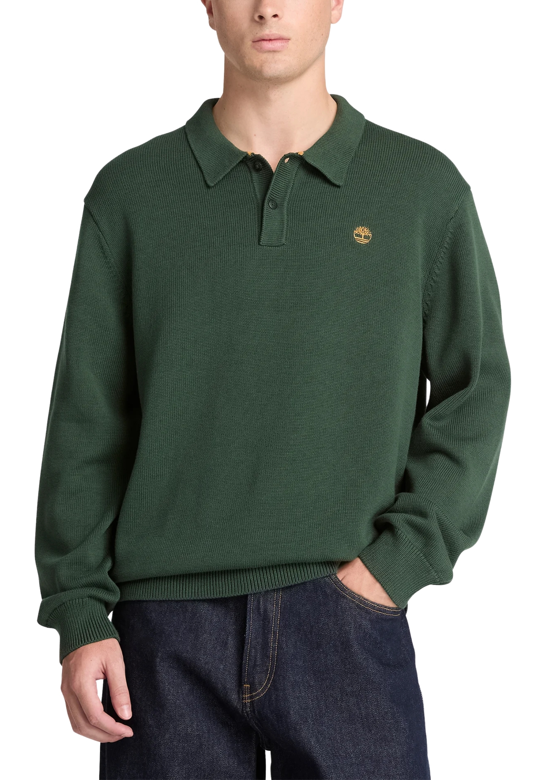 POLO MANICA LUNGA IN MAGLIA UOMO VERDE