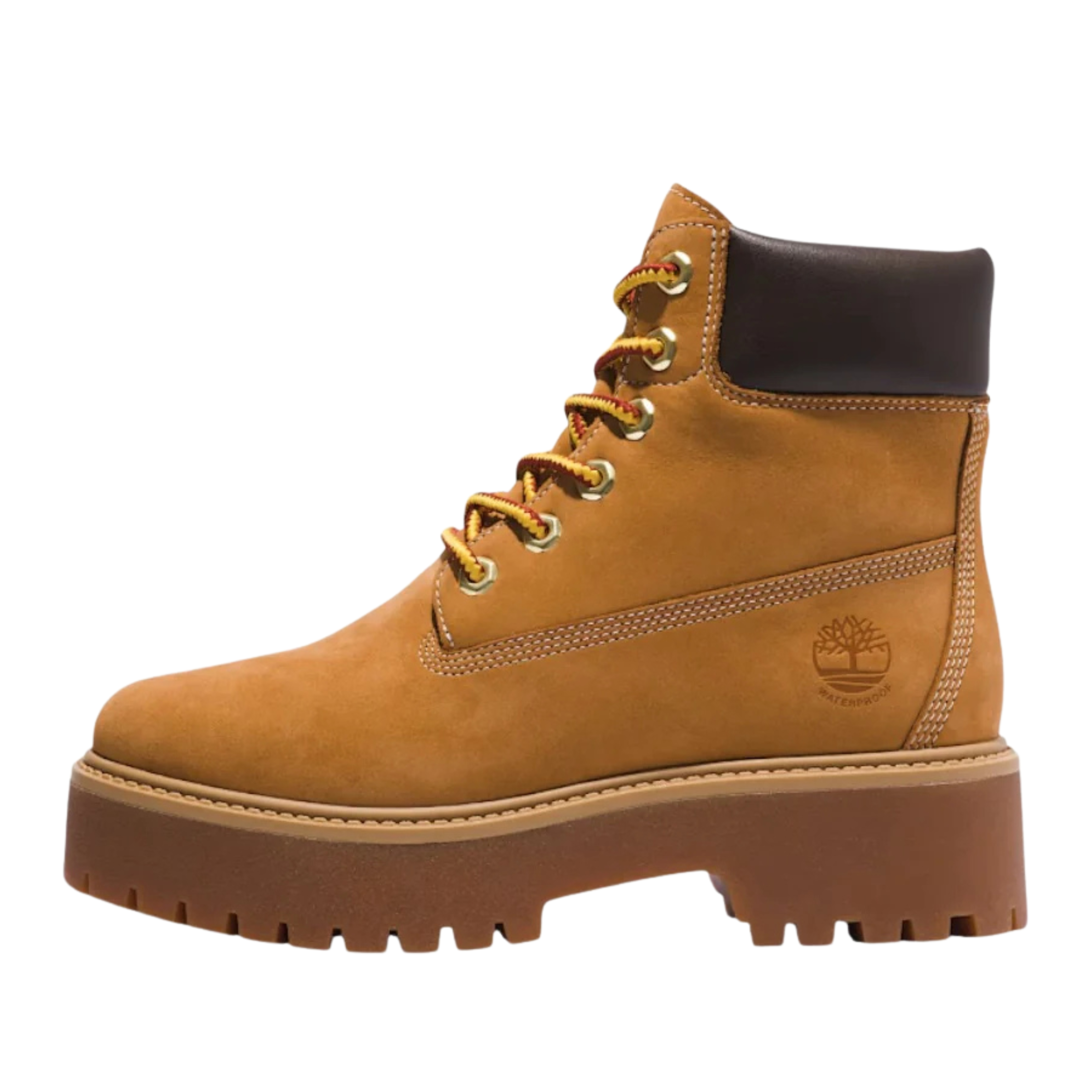 STIVALETTI TACCO ALTO IMPERMEABILI IN PELLE CON PLATEAU DONNA GIALLO