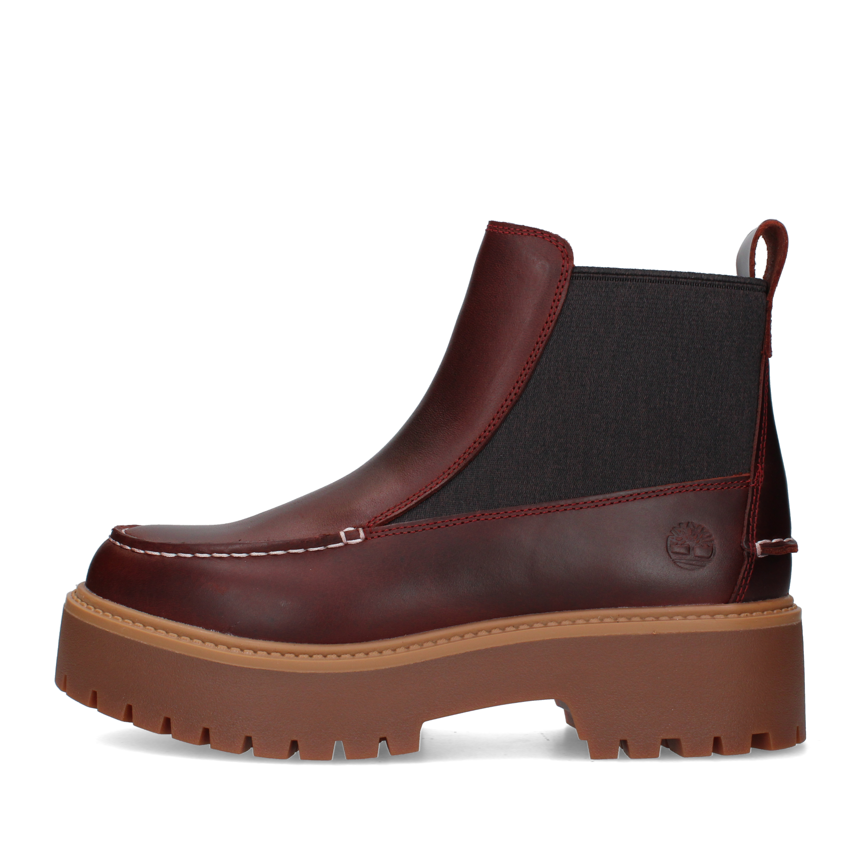 STIVALETTI TACCO ALTO CHELSEA IN PELLE CON PLATEAU DONNA BORDEAUX