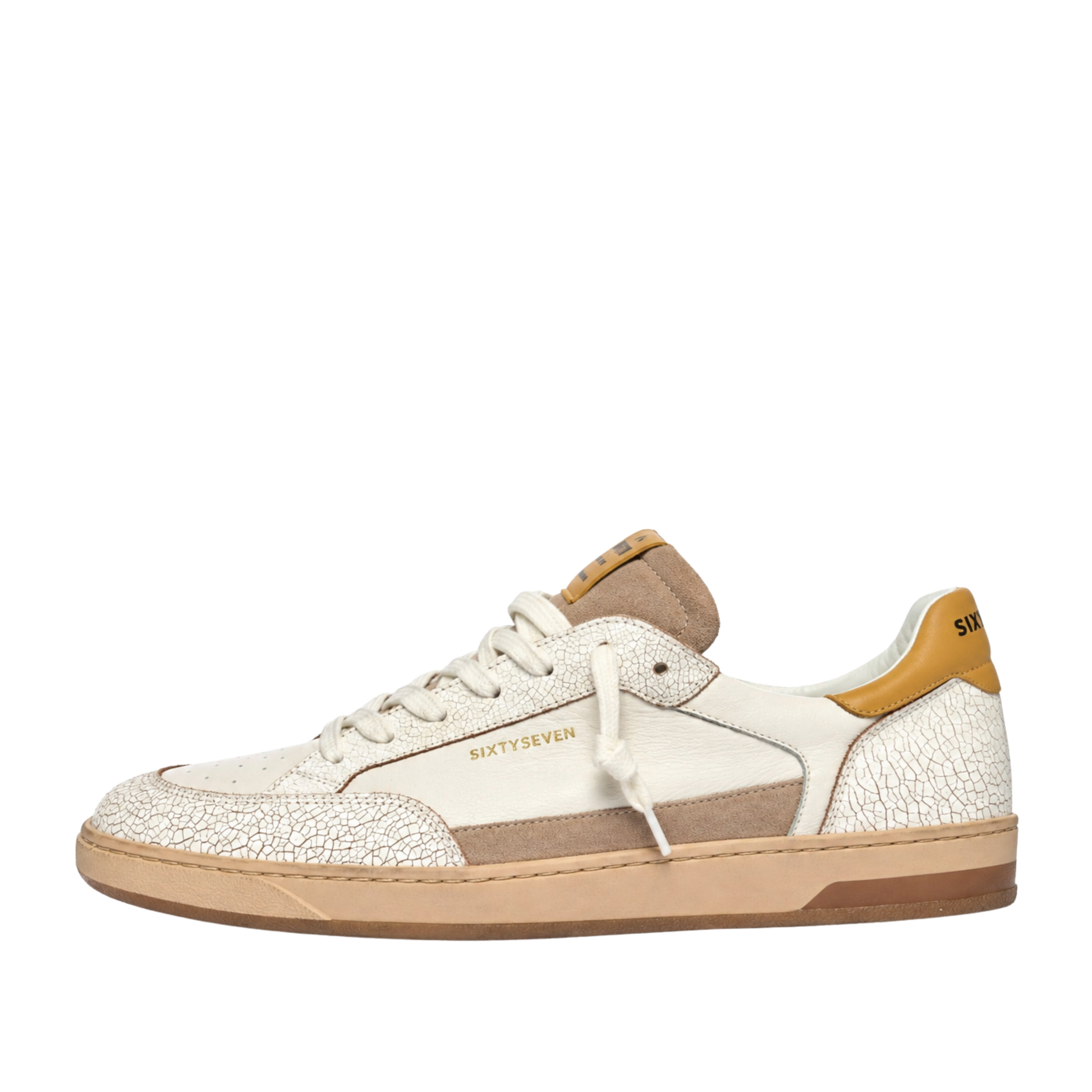 SNEAKERS BASSE CON DETTAGLI CRAQUELÉ UOMO BIANCO