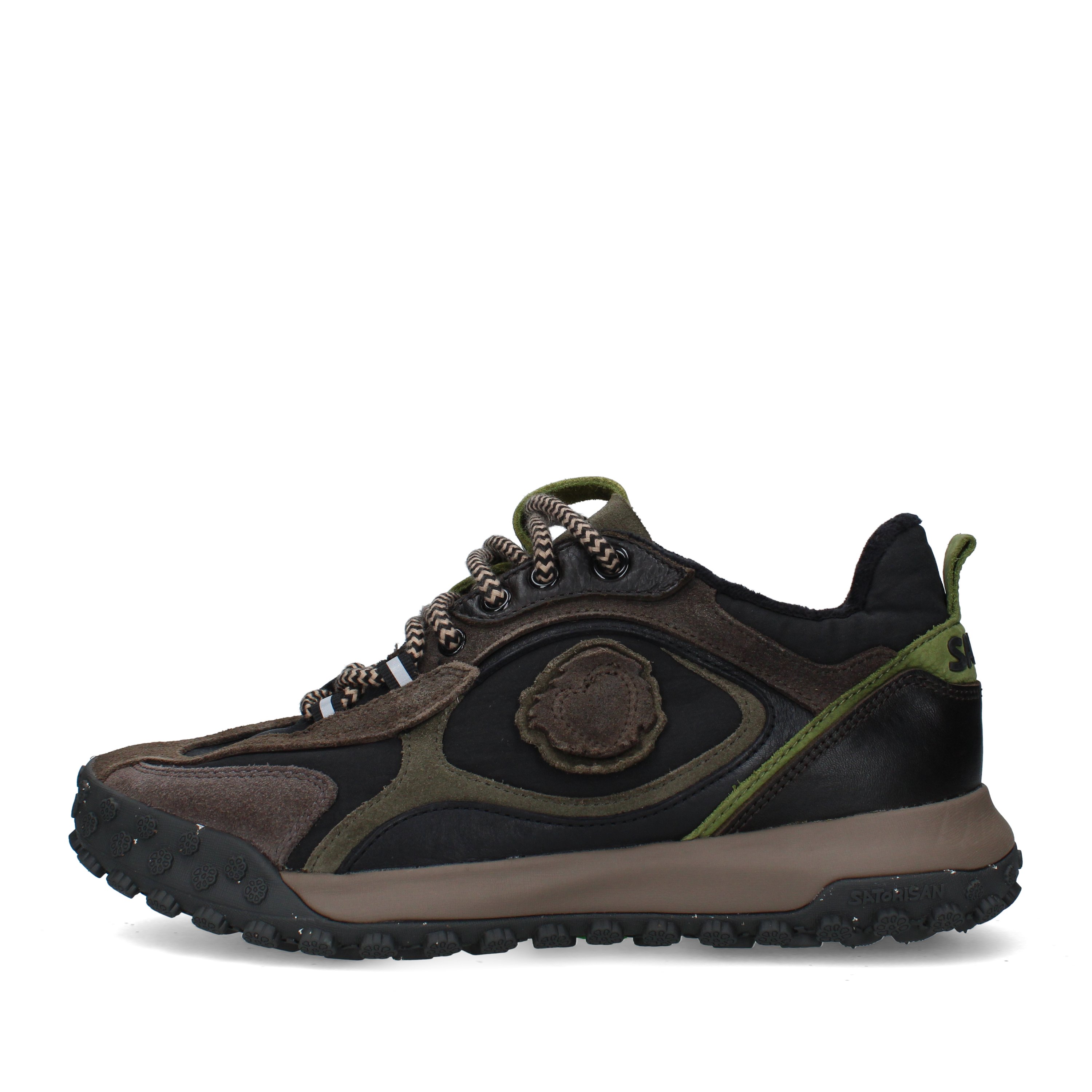 SNEAKERS BASSE CON LACCI TREKKING E SUOLA SCOLPITA UOMO NERO