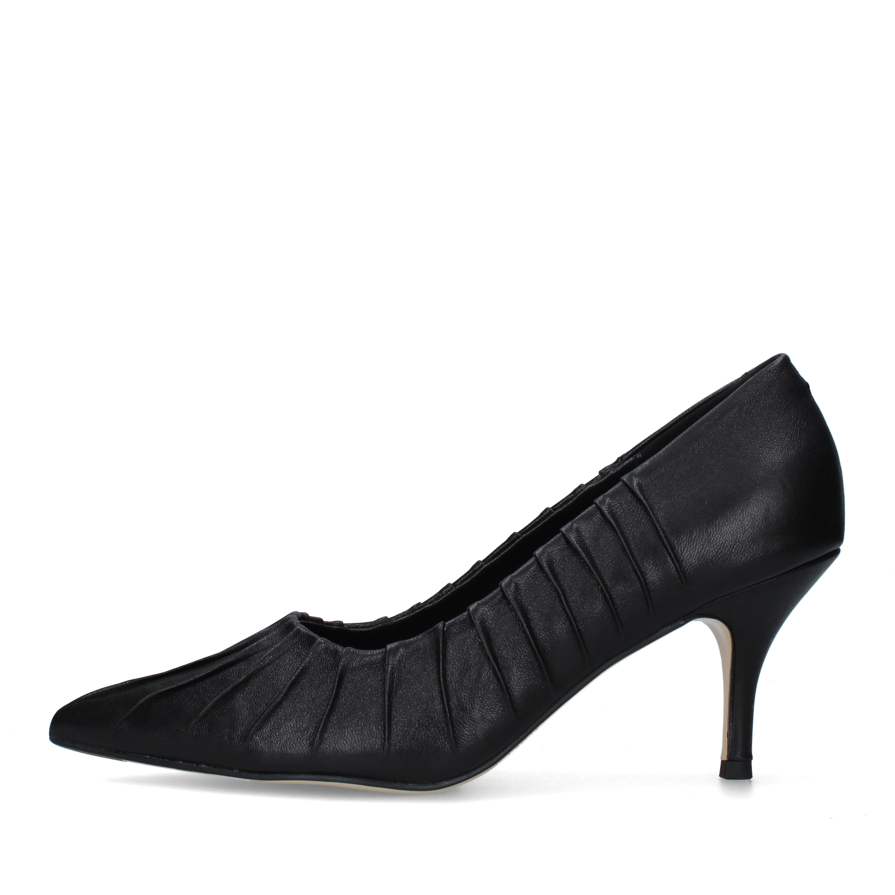 DÉCOLLETÉ IN PELLE CON PIEGHE DECORATIVE DONNA NERO