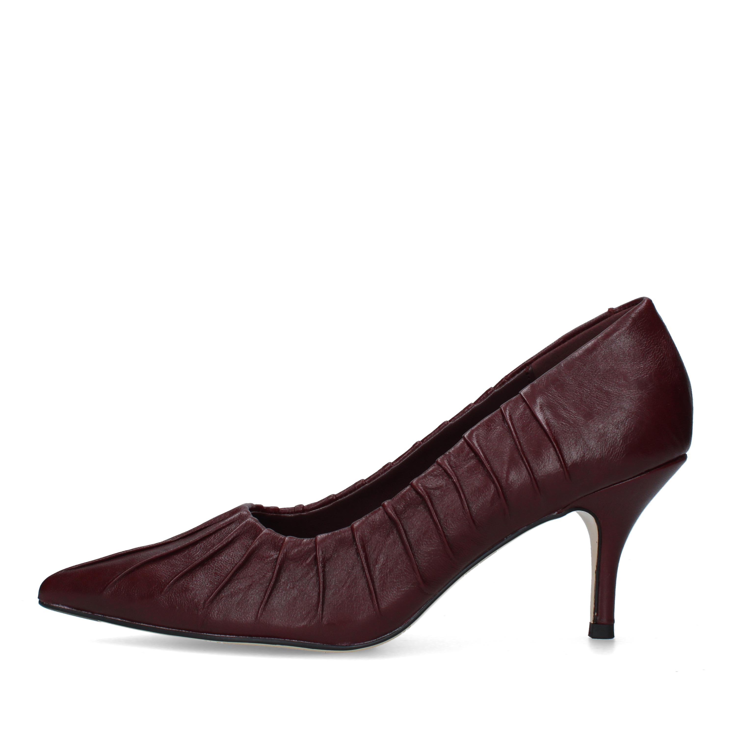 DÉCOLLETÉ IN PELLE CON PIEGHE DECORATIVE DONNA BORDEAUX