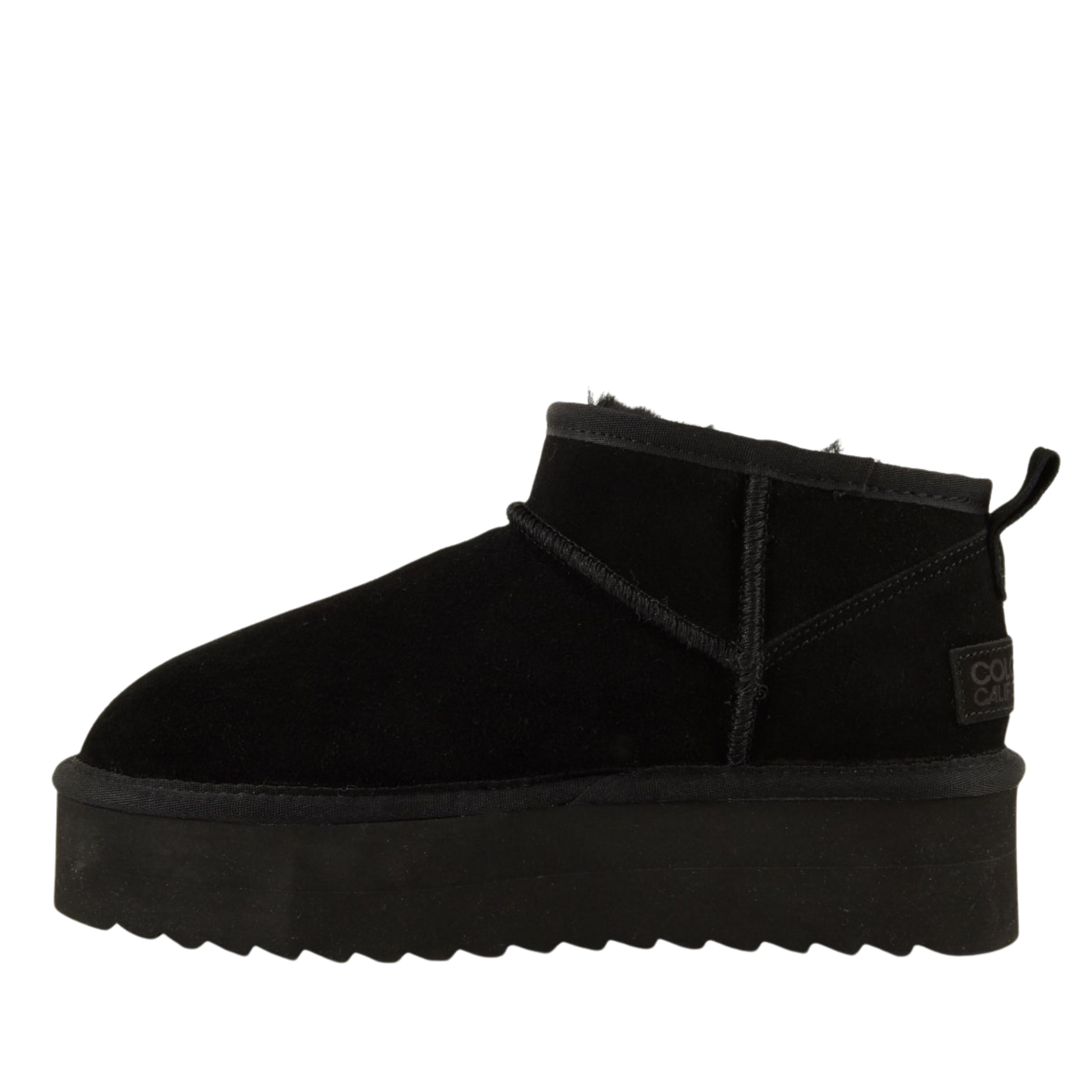 STIVALETTI TACCO BASSO PLATFORM A GAMBALE CORTO IN PELLE SCAMOSCIATA DONNA NERO